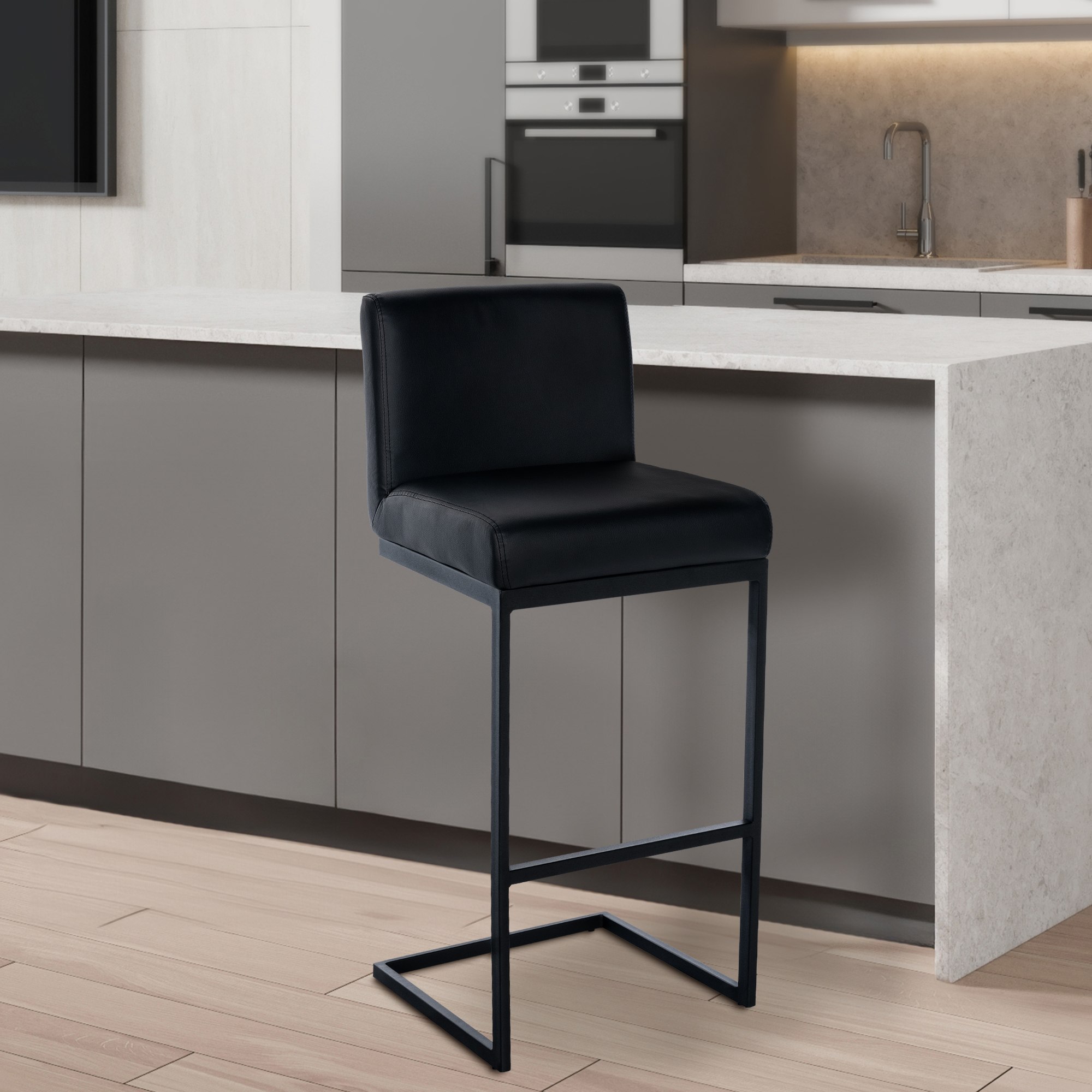 Barhocker Hopewell Kunstleder B, schwarz