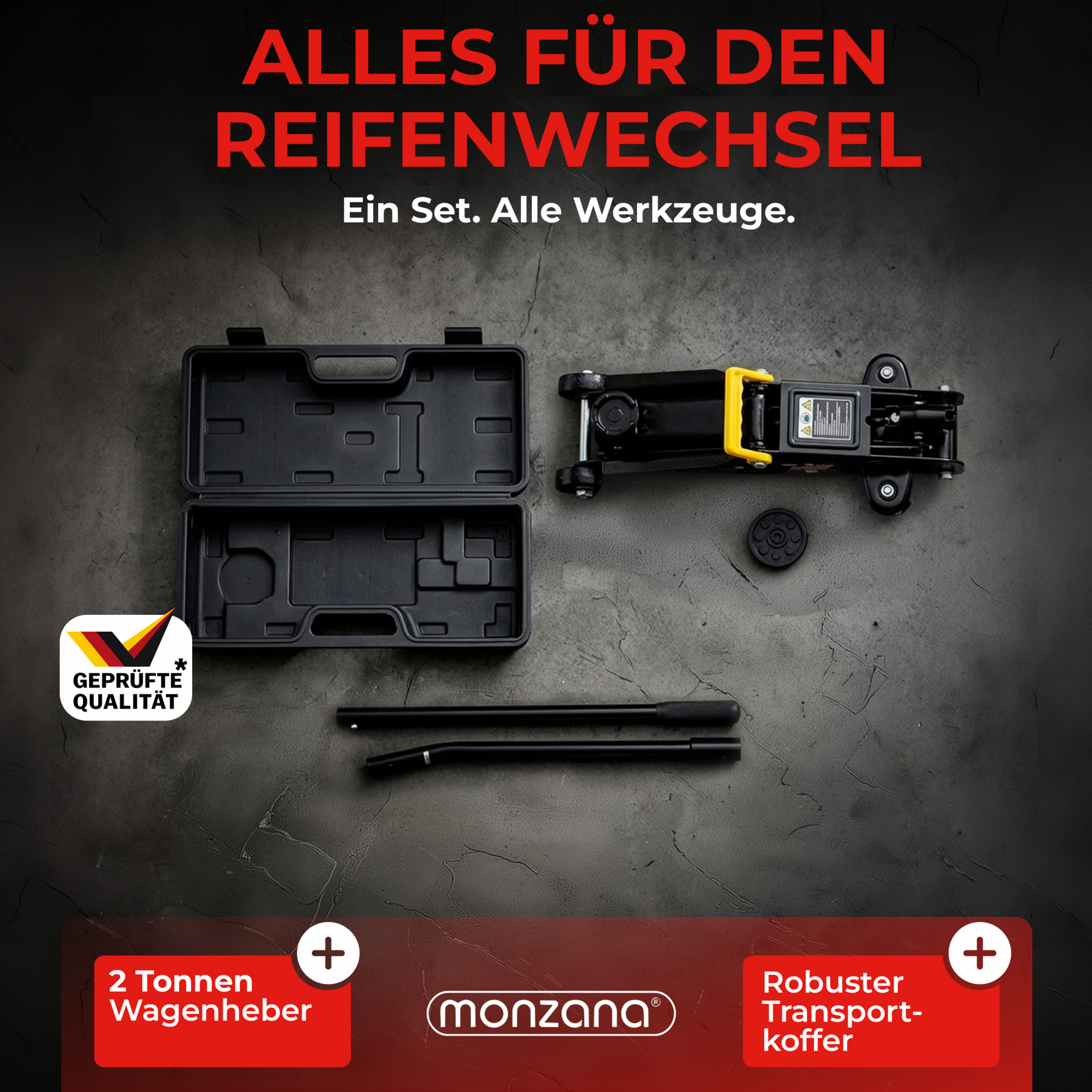 Wagenheber Schwarz 2t 135-330mm inkl Koffer