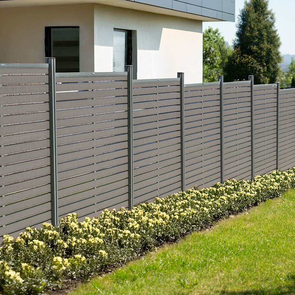 WPC Sichtschutzzaun ALIRA Dunkelgrau - 2 x Element + 3 x Pfosten