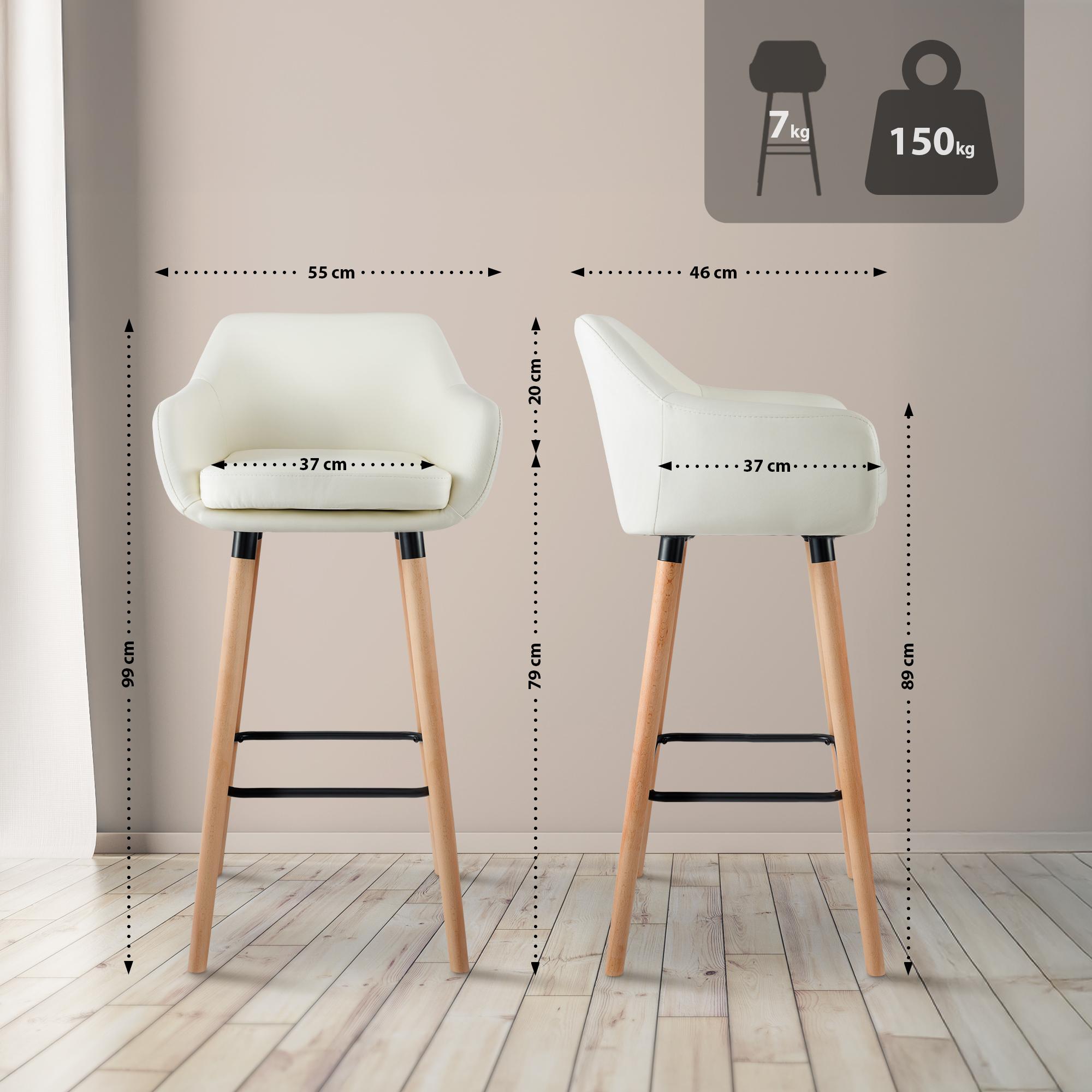 2er Set Barhocker Grant Kunstleder, creme