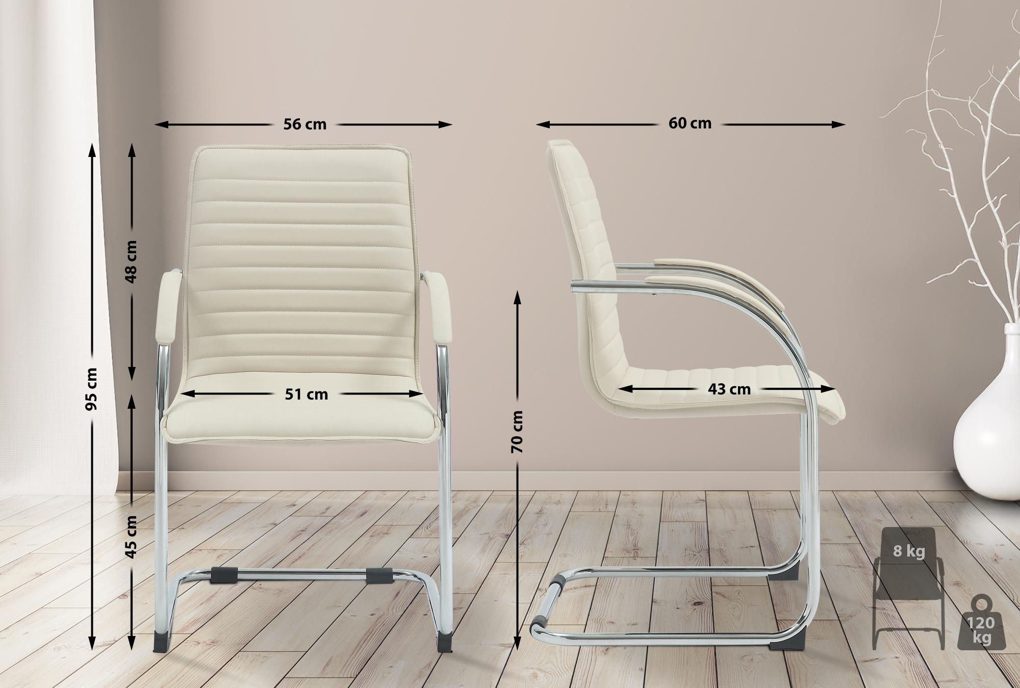 Besucherstuhl Tira Kunstleder, creme