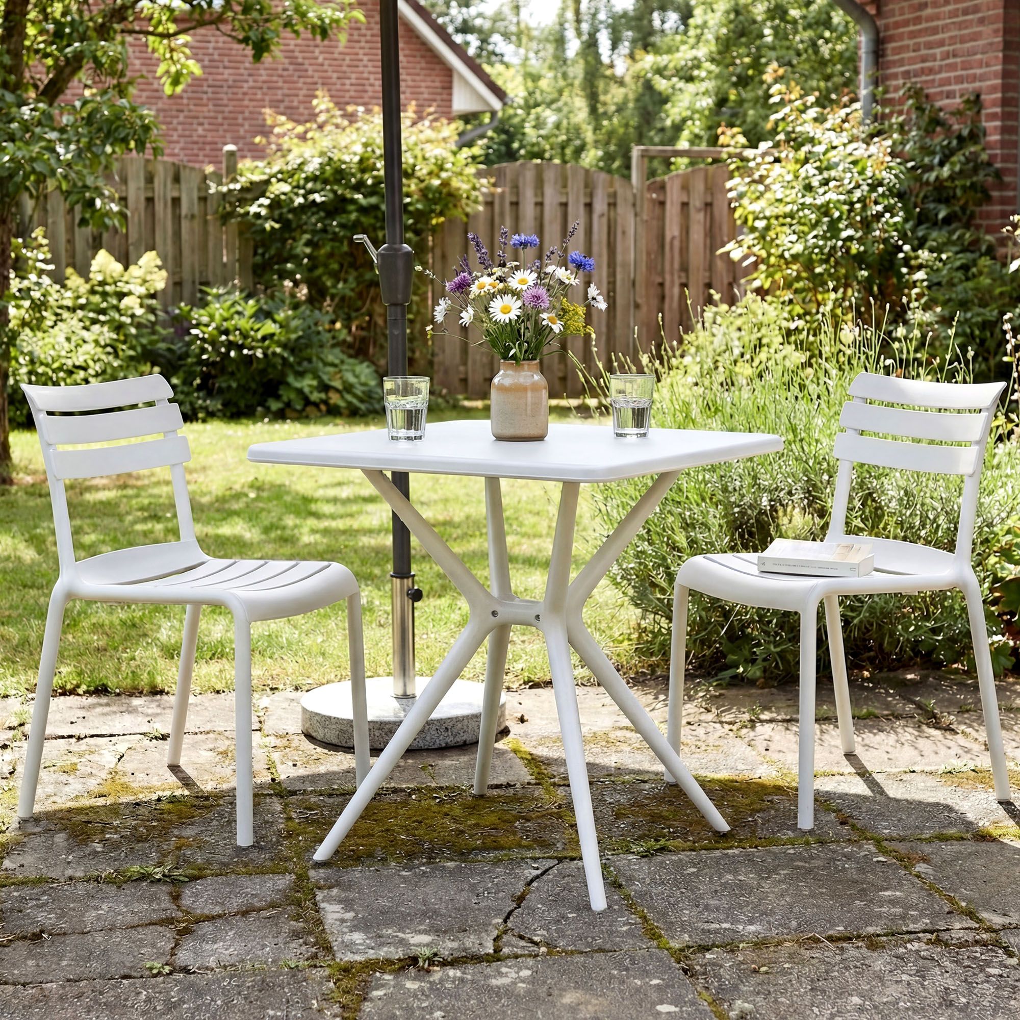 Gartenmöbel-Set Vela mit 2 Stühlen, weiß