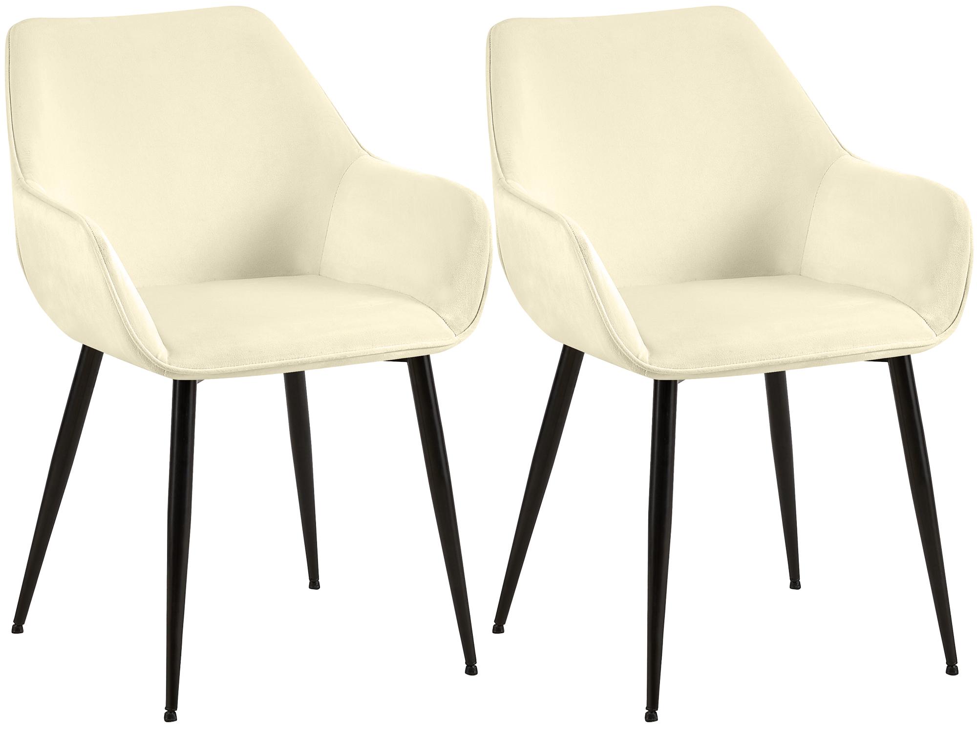 2er Set Esszimmerstuhl Vessa Samt, creme