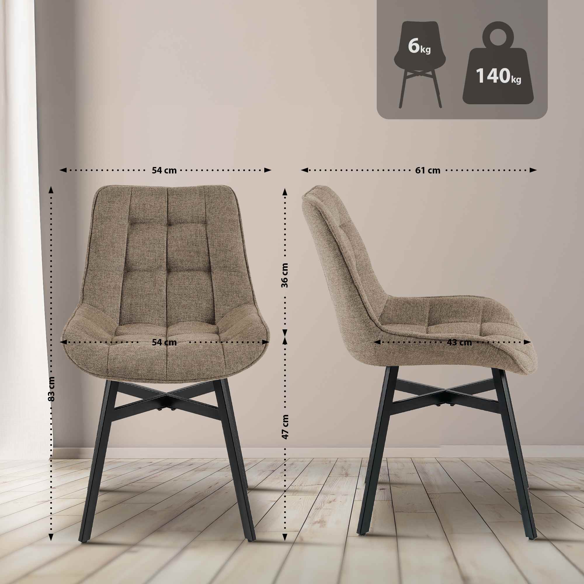 Stuhl Colby Stoff, taupe