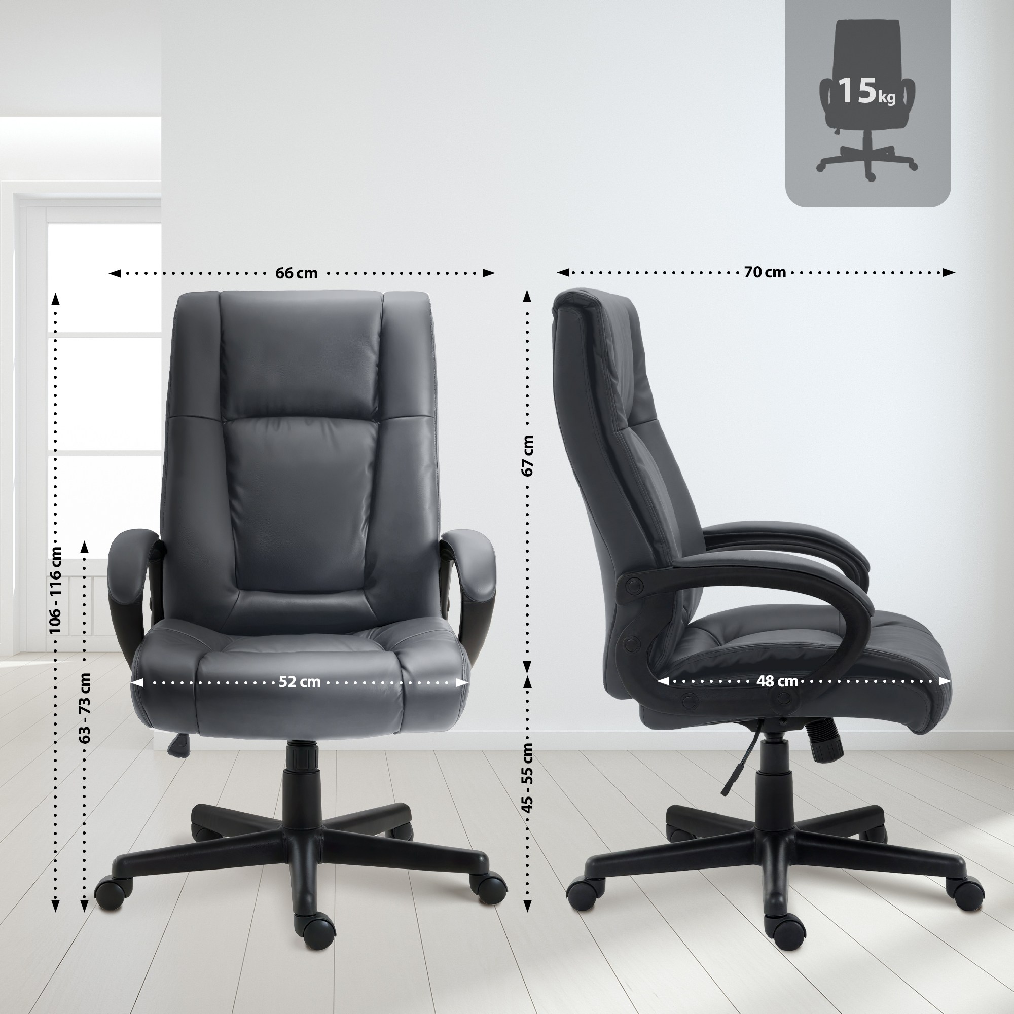 Bürostuhl XL Sparta Kunstleder, grau
