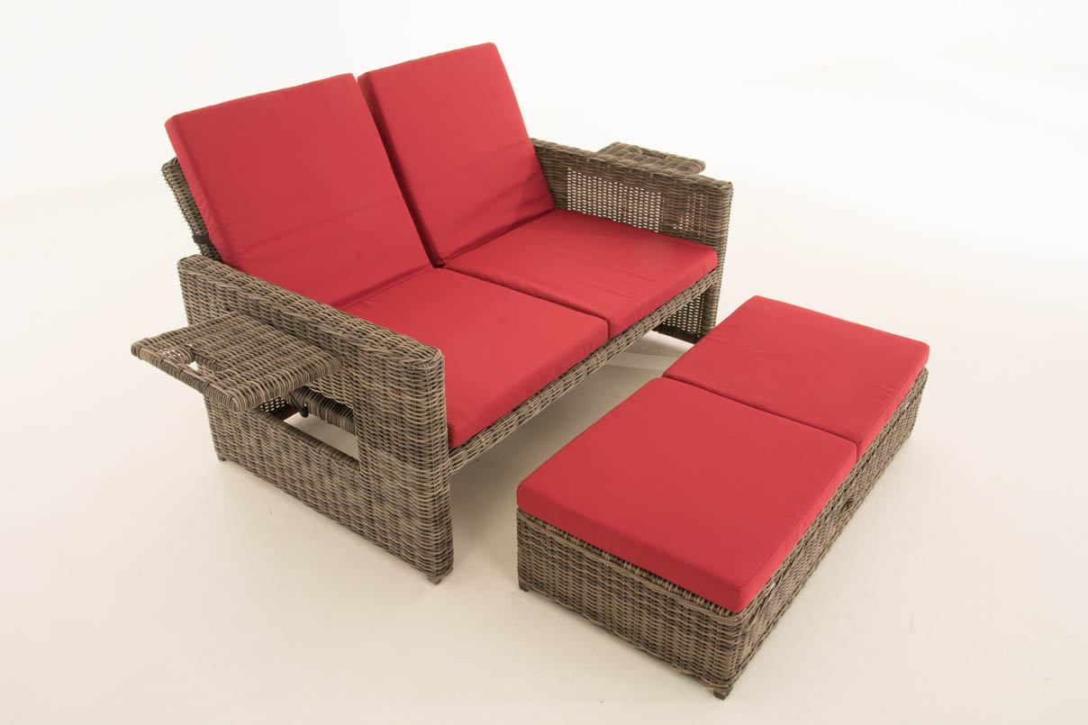 Sofa Ancona Rubinrot 5mm, grau-meliert