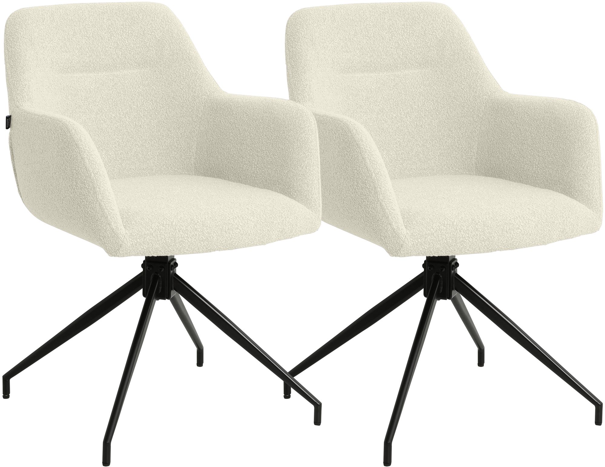 2er Set Esszimmerstuhl Merlinda Stoff Teddy, creme
