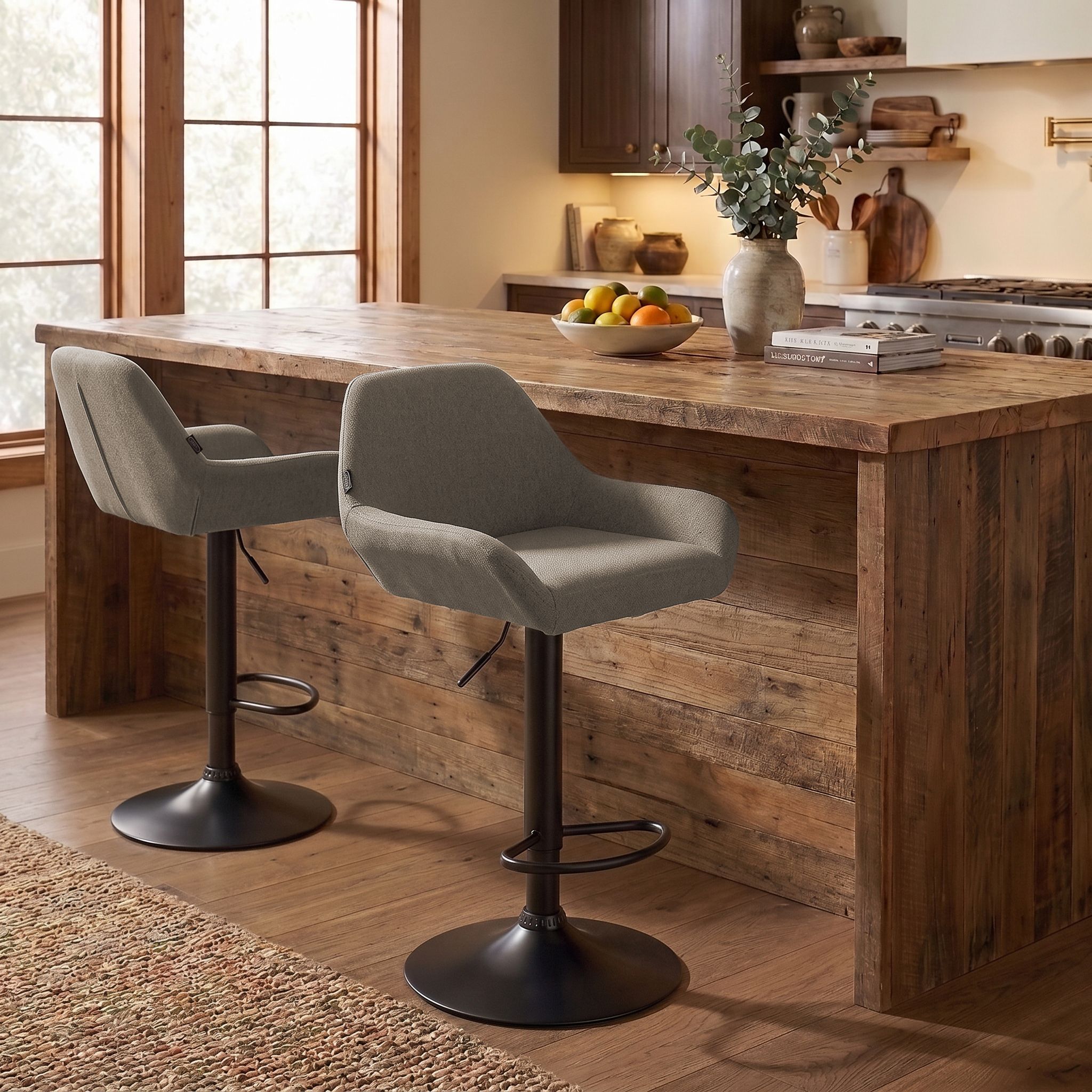 2er Set Barhocker Braga Stoff schwarz, taupe