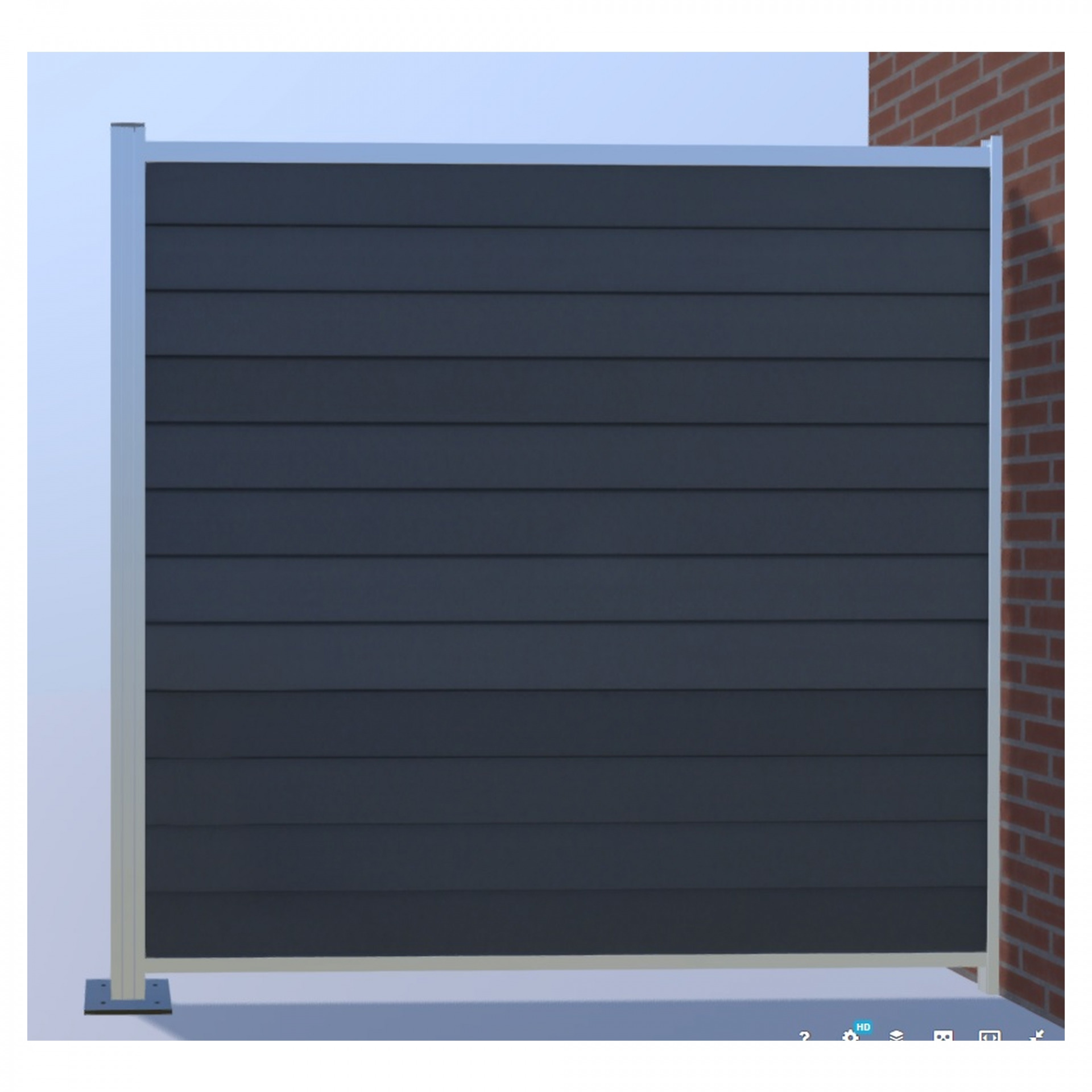 Aluminium-Wandprofil f. Steckzaunserien, SILBER, 20 x 20 x 2000 mm,, inkl. Abstandhalter