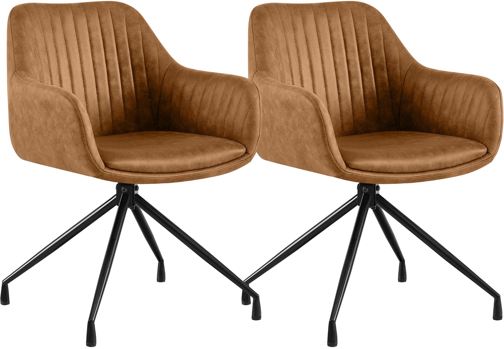 2er Set Esszimmerstuhl Novanis Vintage, hellbraun