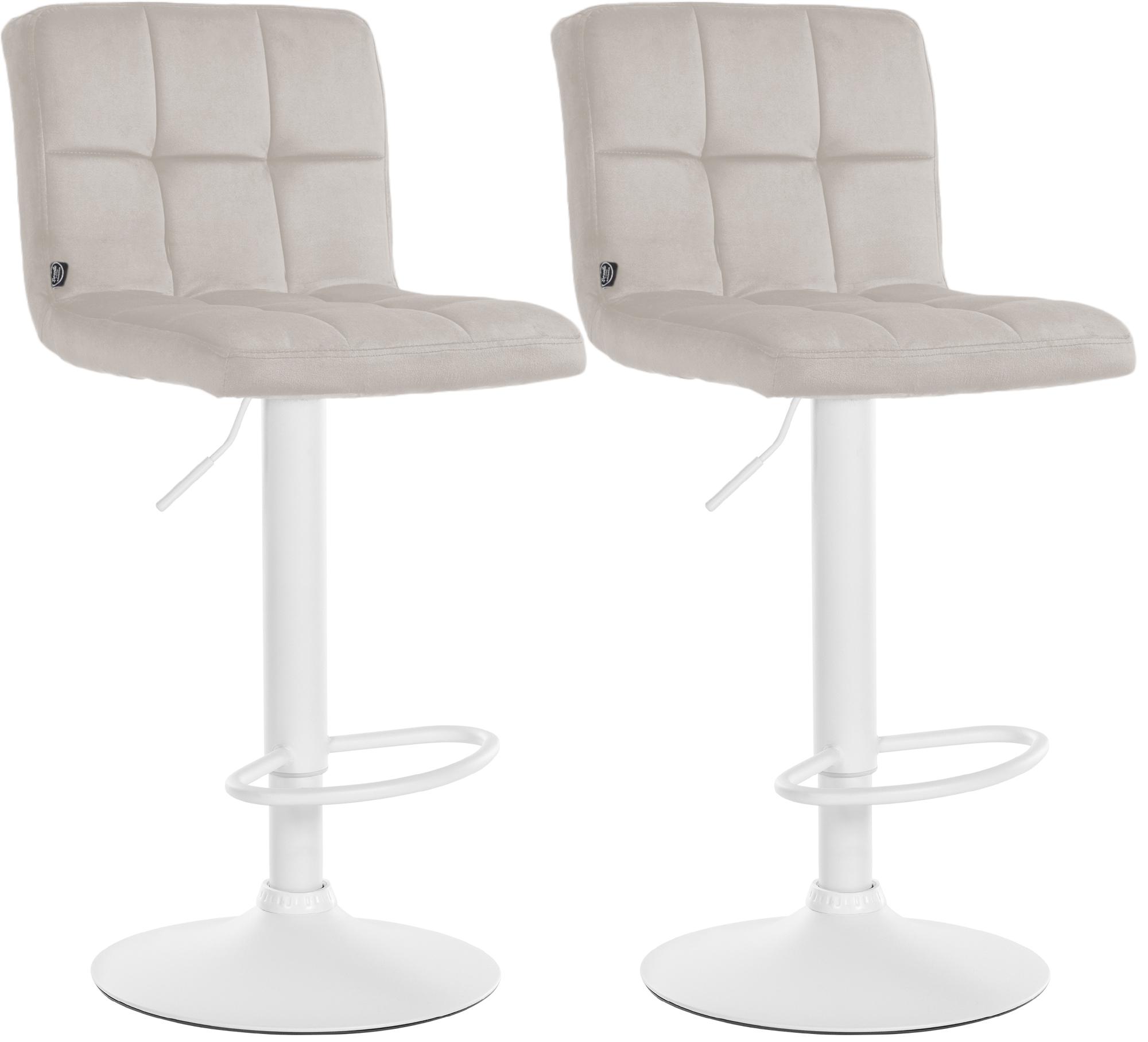 2er Set Barhocker Peru Samt weiß, creme