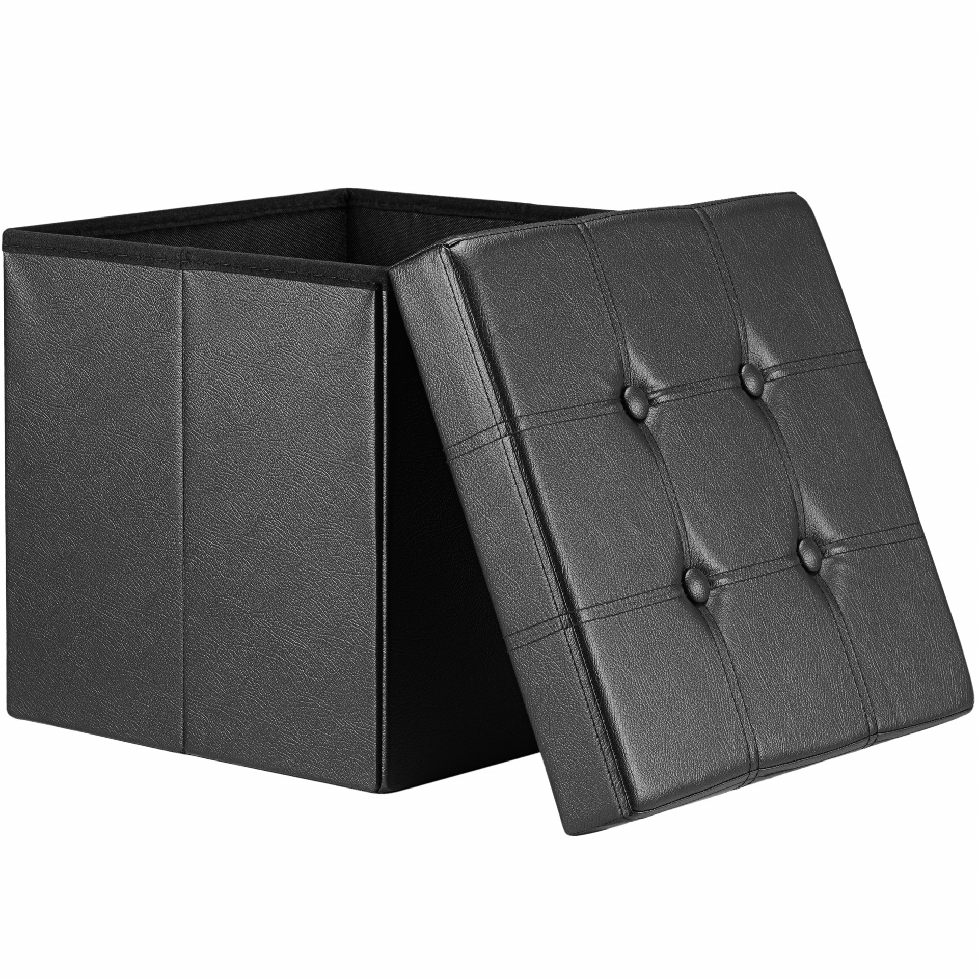 Sitzhocker Schwarz Kunstleder 38x38x38cm faltbar