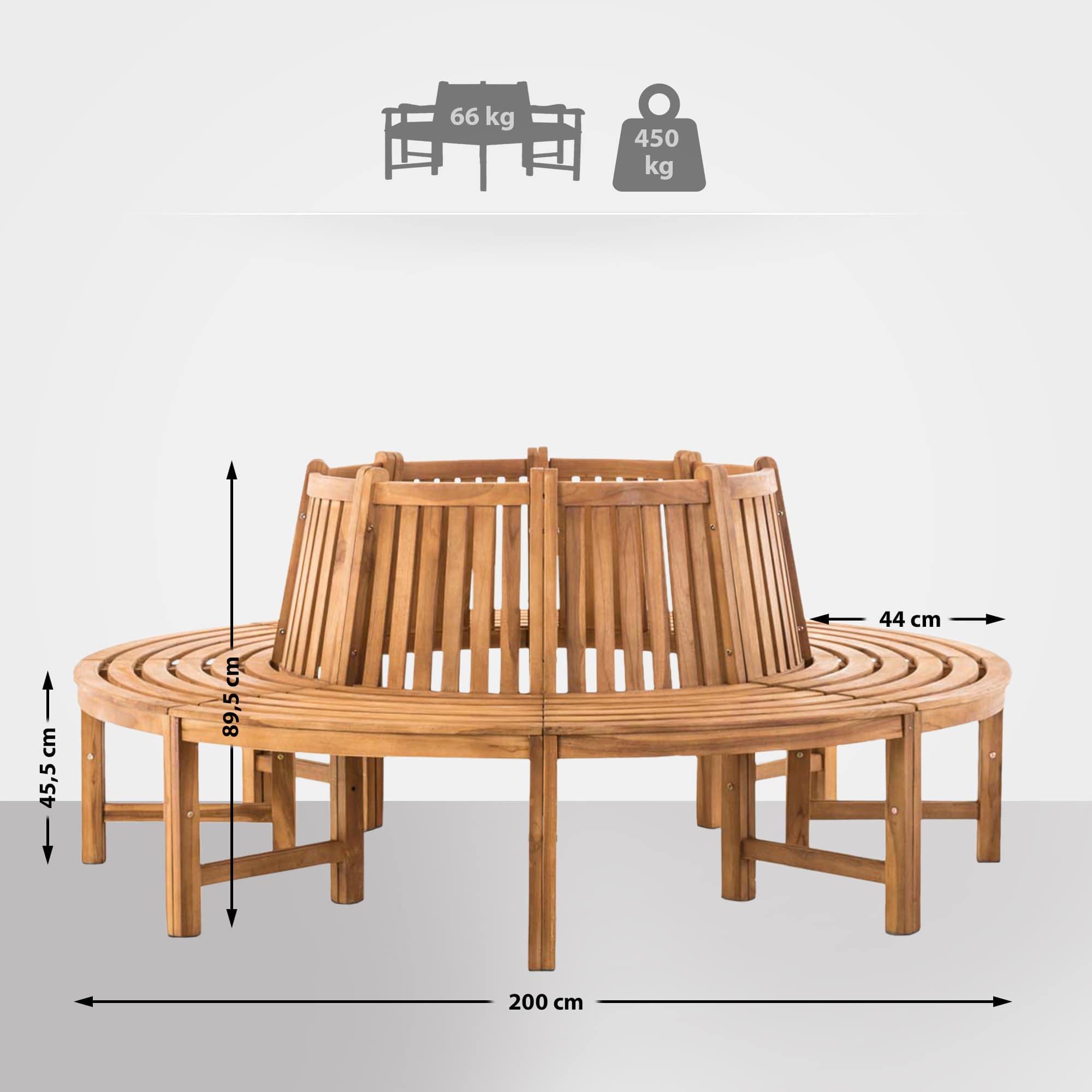 Baumbank Novum rund 200 cm, teak