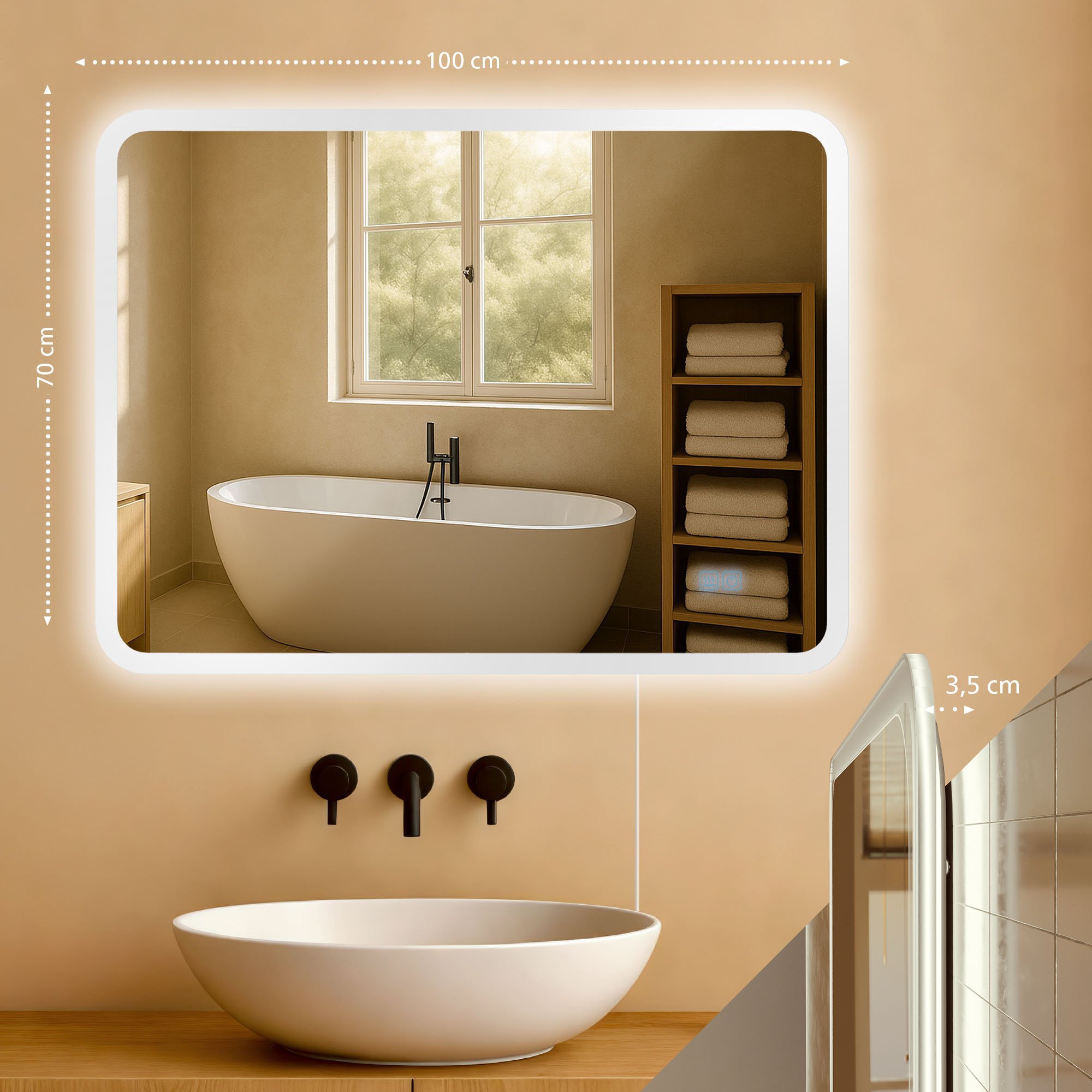 Badspiegel Jericho 70x100 ohne Bluetooth, klarglas