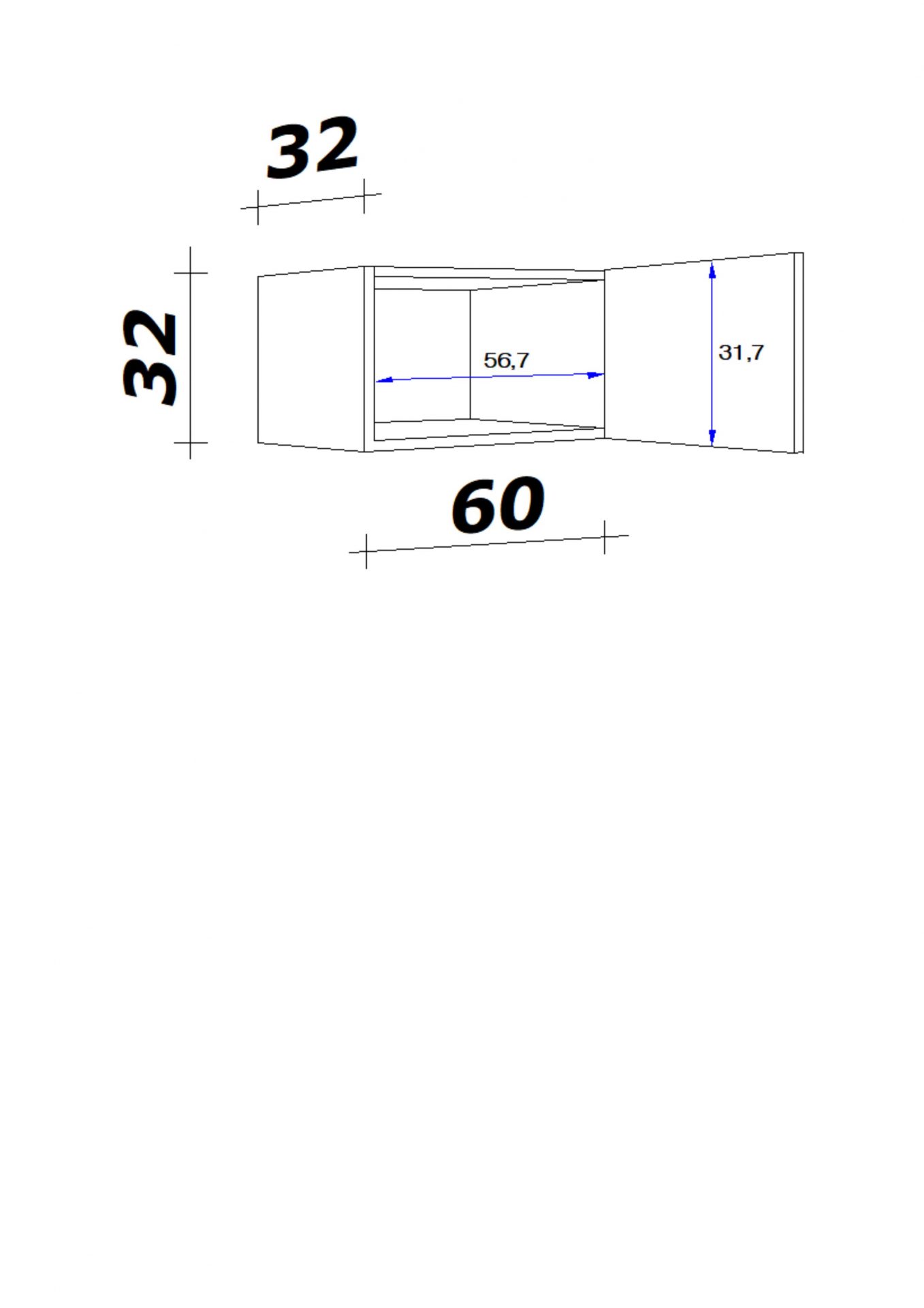 Kurz-Hängeschrank SAMOA 60x32 cm