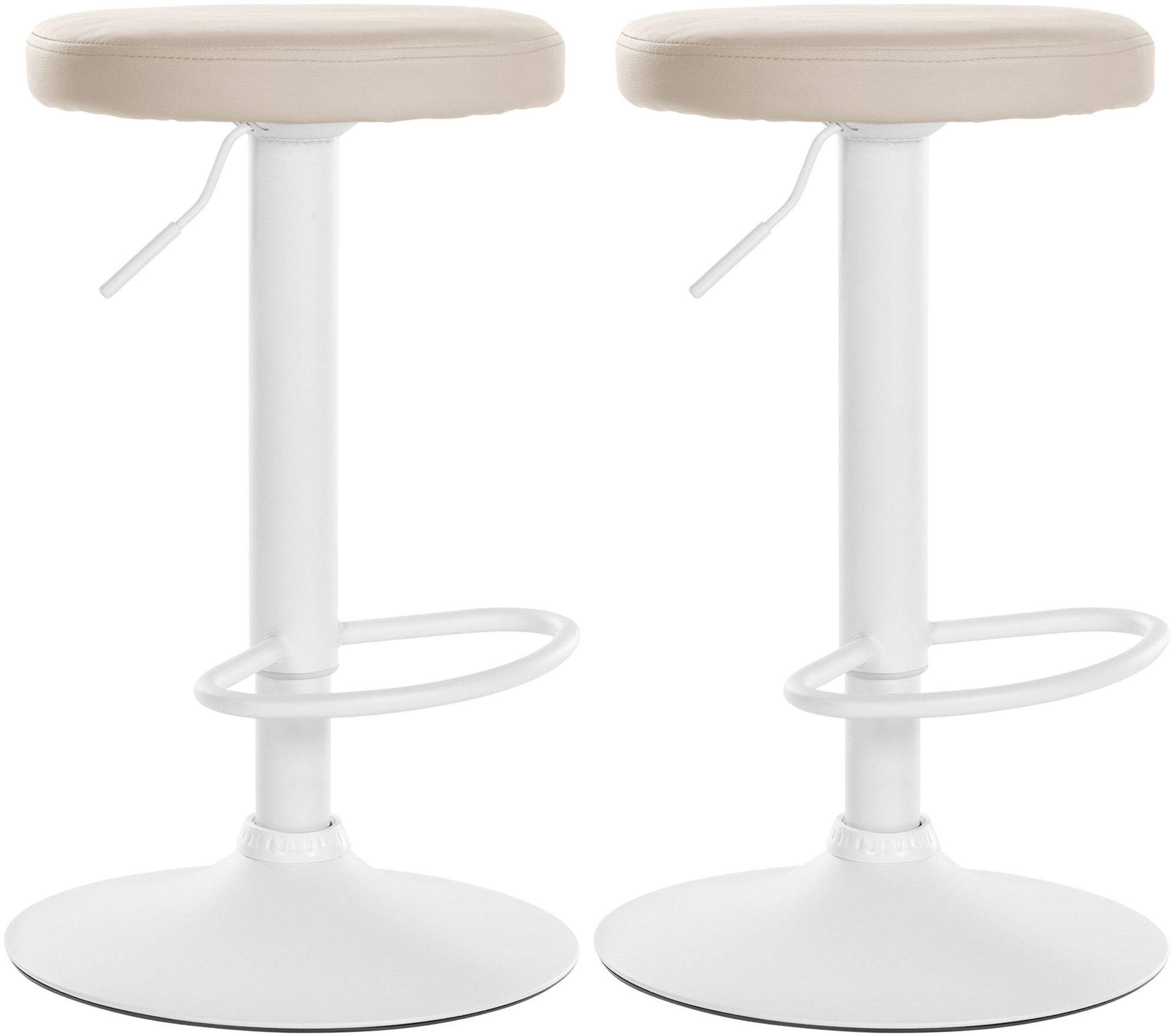 2er Set Barhocker Ponte Kunstleder weiß, creme