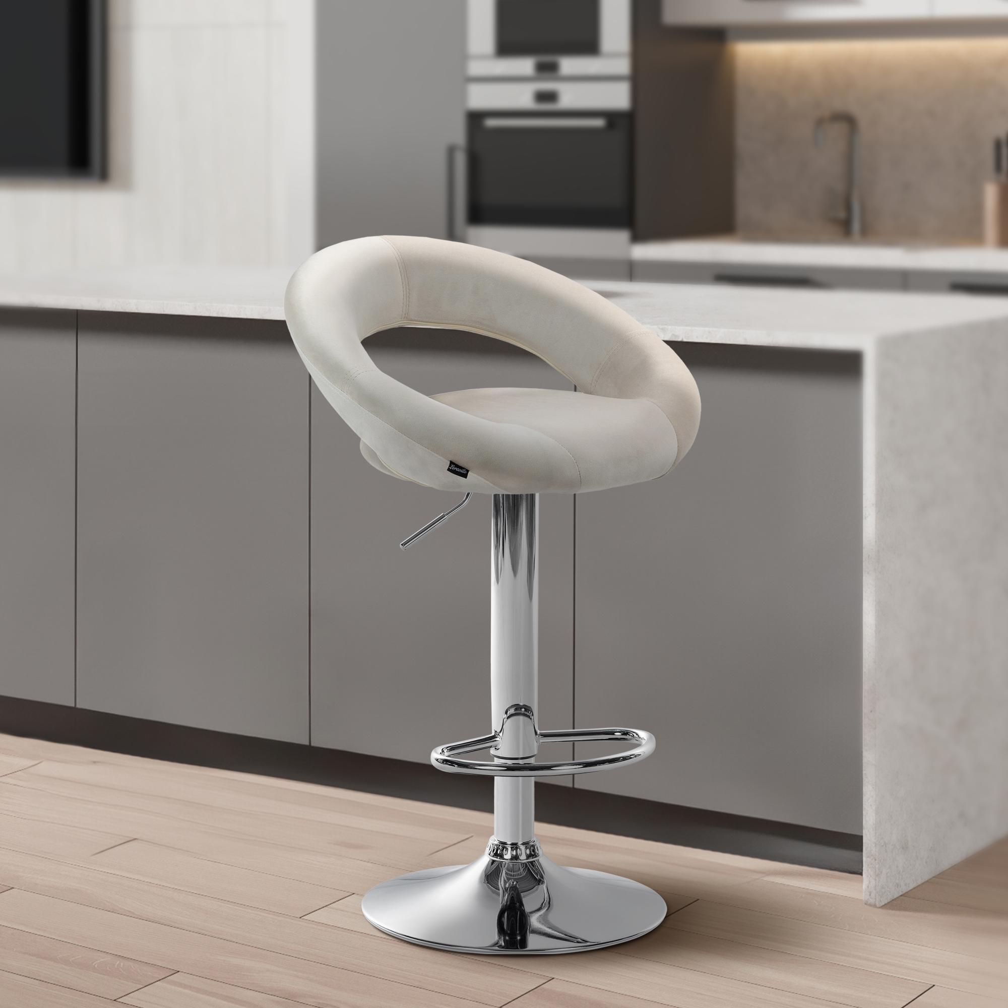 Barhocker Olinda Samt chrom, creme