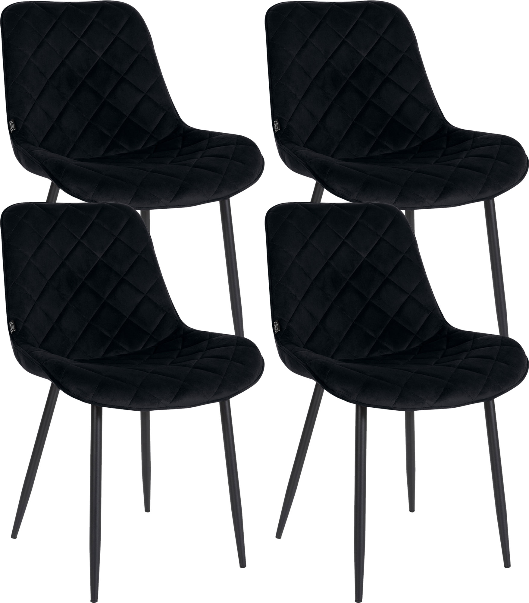 4er Set Stühle Springs Samt, schwarz