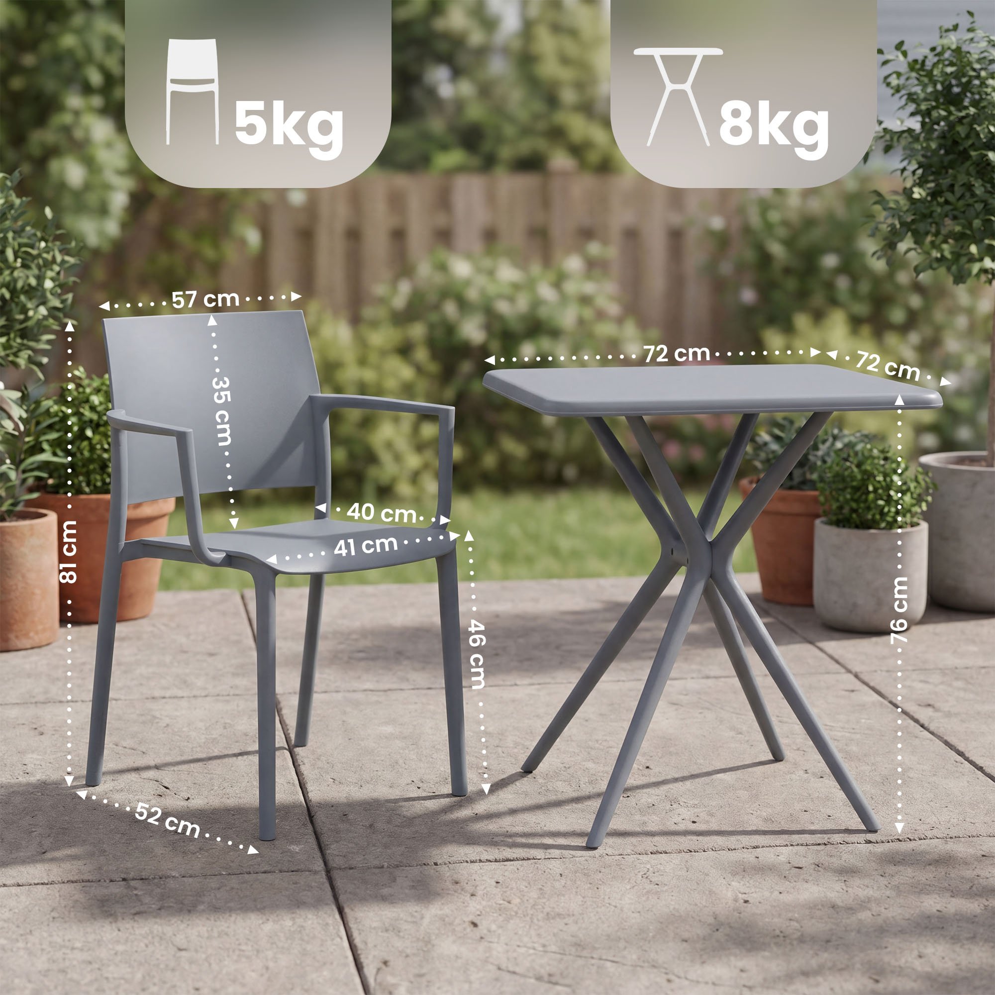 Gartenmöbel-Set Pula, grau