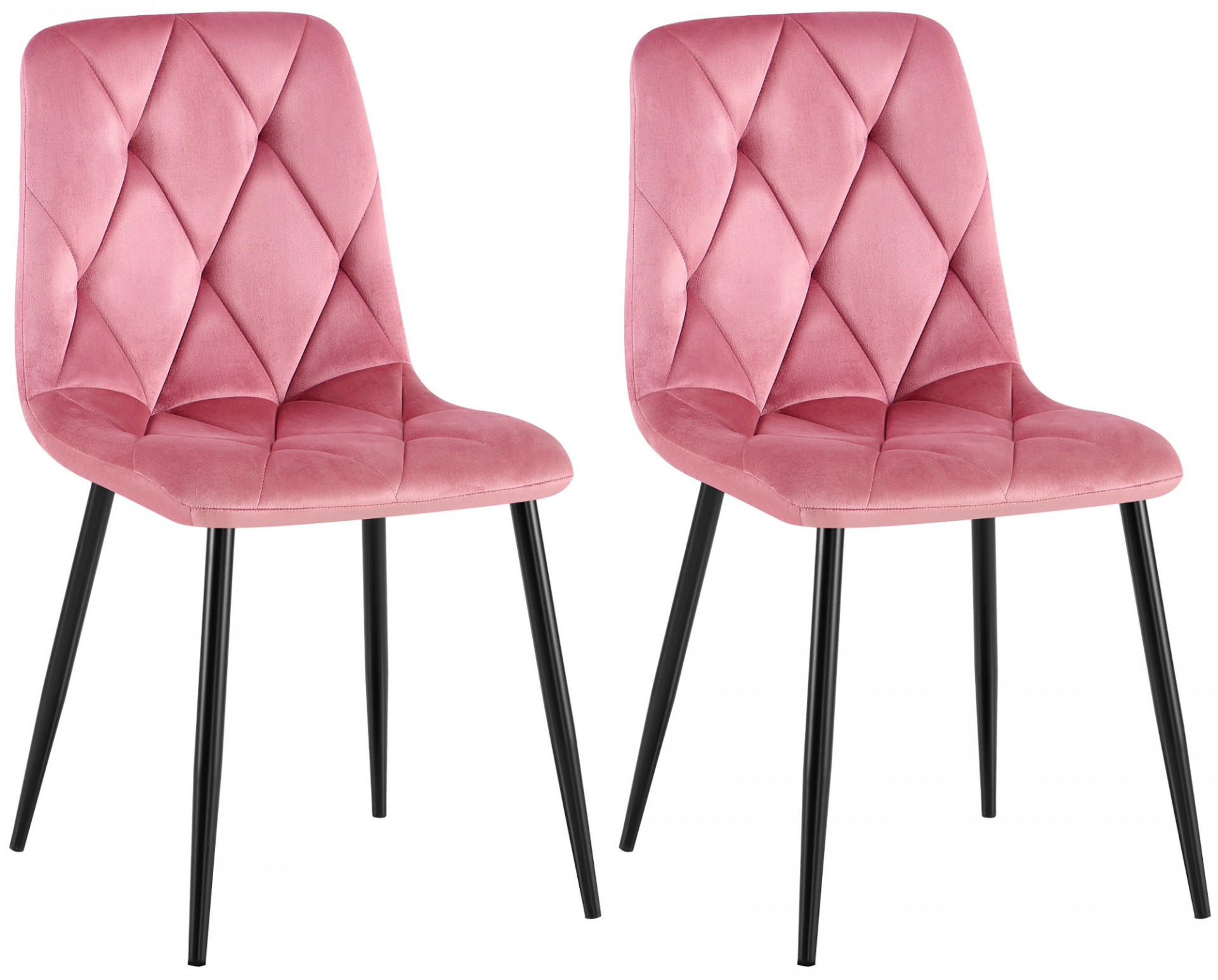 2er Set Esszimmerstuhl Clairton Samt, rosa