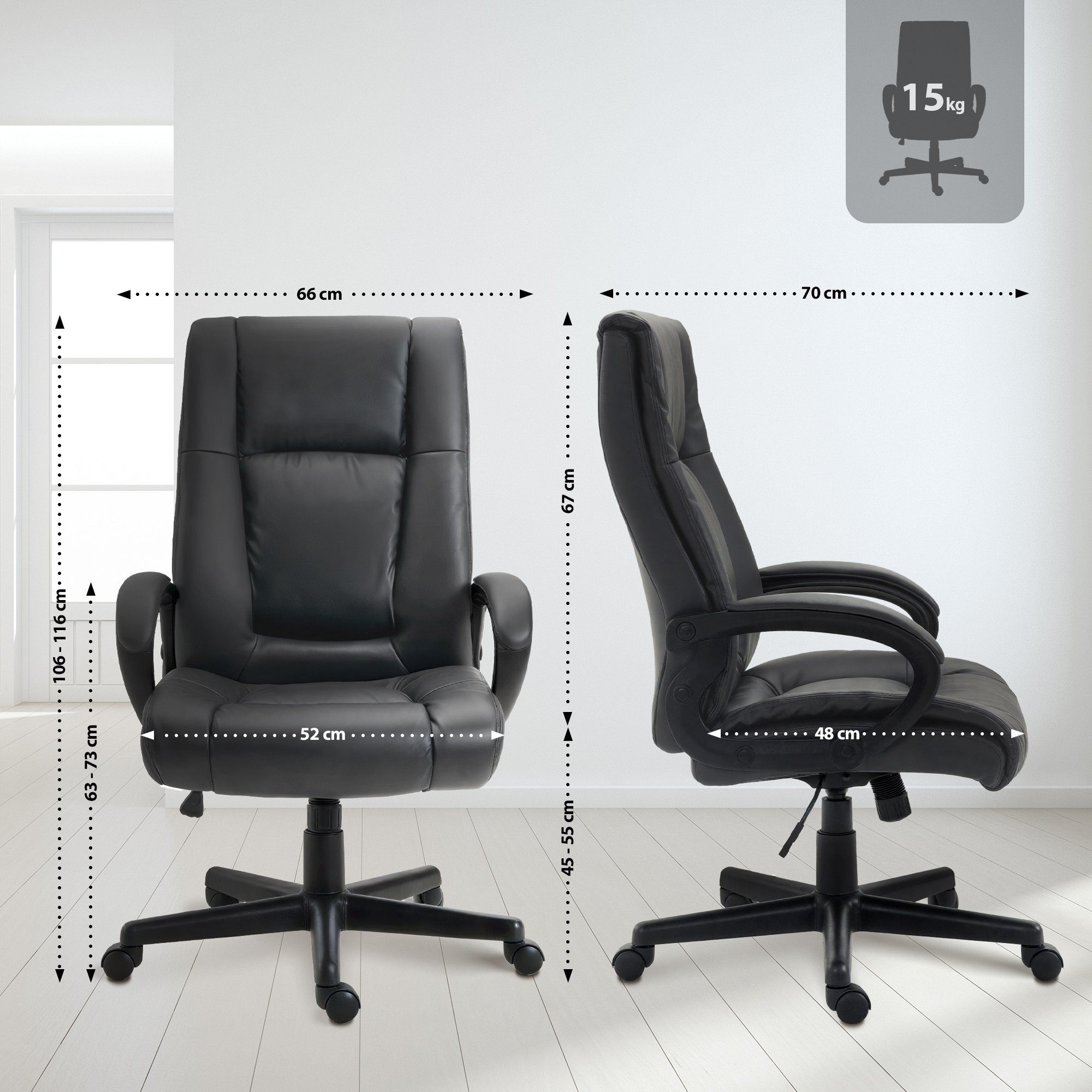 Bürostuhl XL Sparta Kunstleder, schwarz