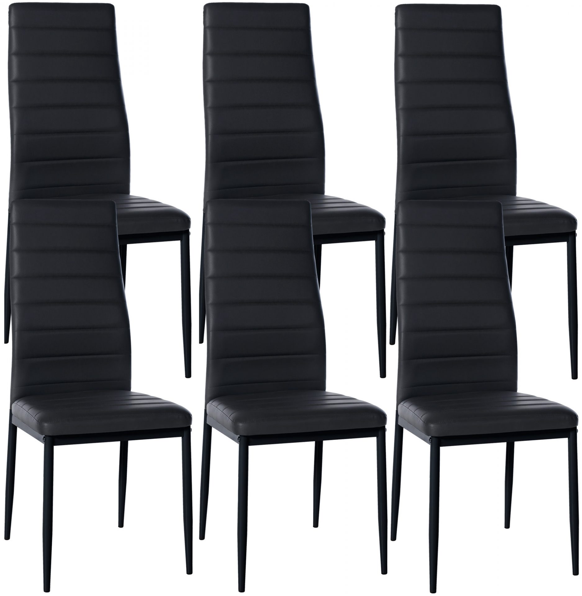 6er Set Esszimmerstühle Mayfair Kunstleder, schwarz