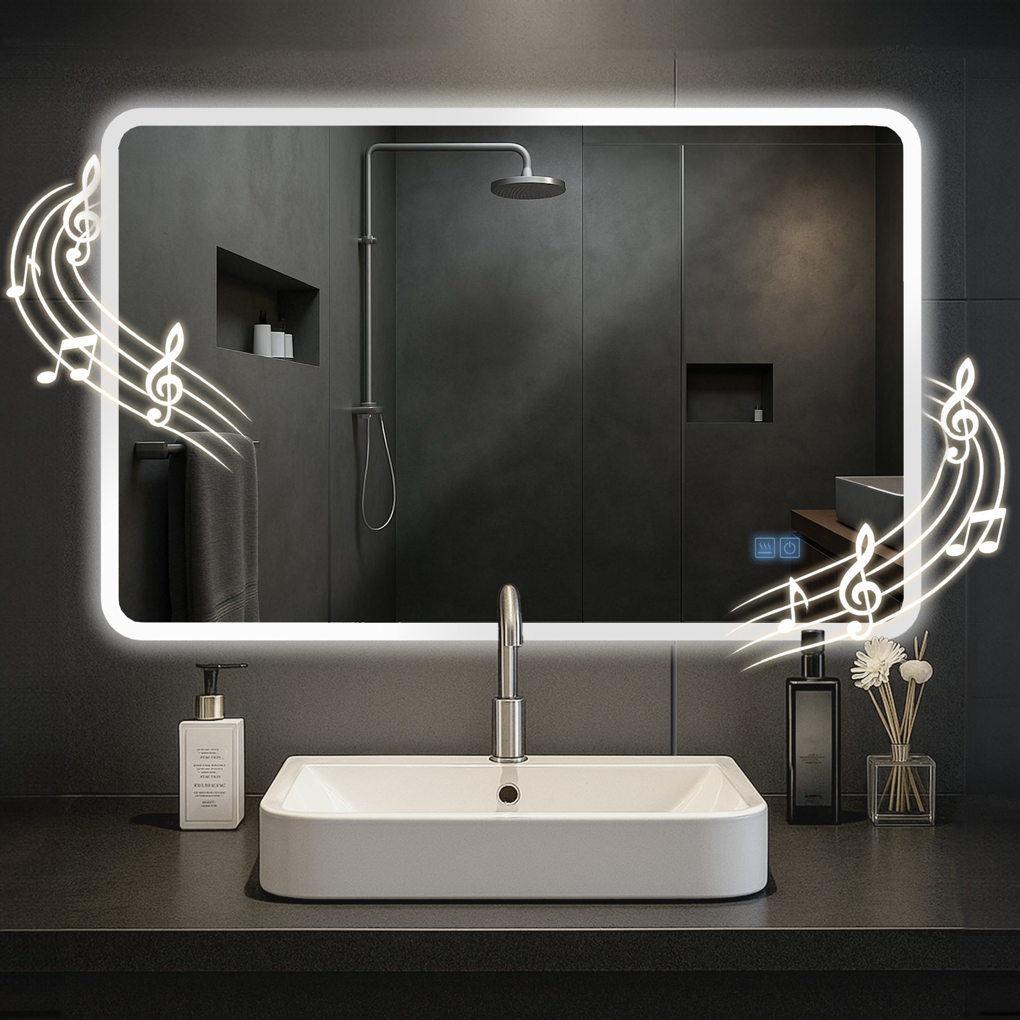Badspiegel Jericho 70x100 mit Bluetooth, klarglas