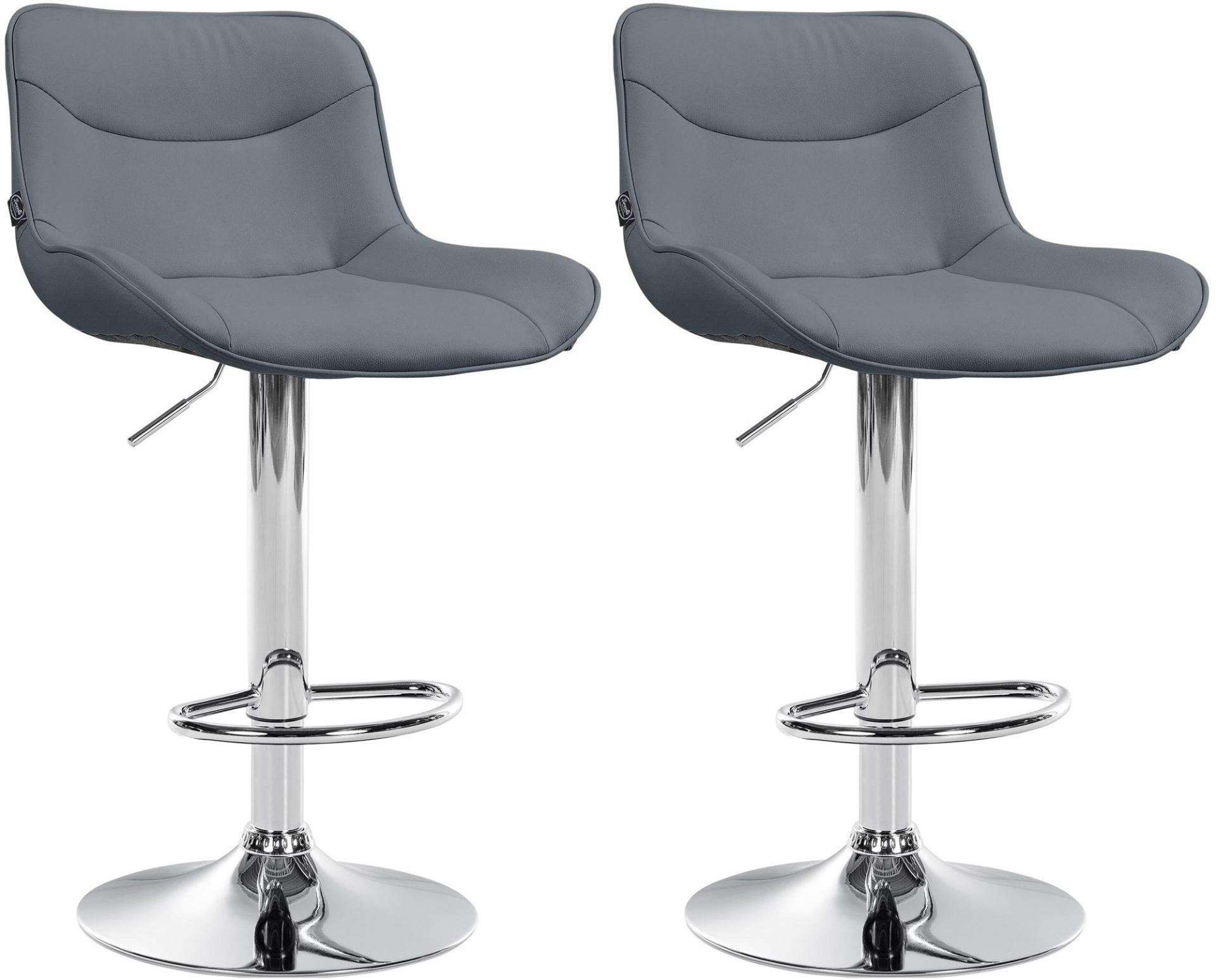 2er Set Barhocker Vonore Kunstleder chrom, grau
