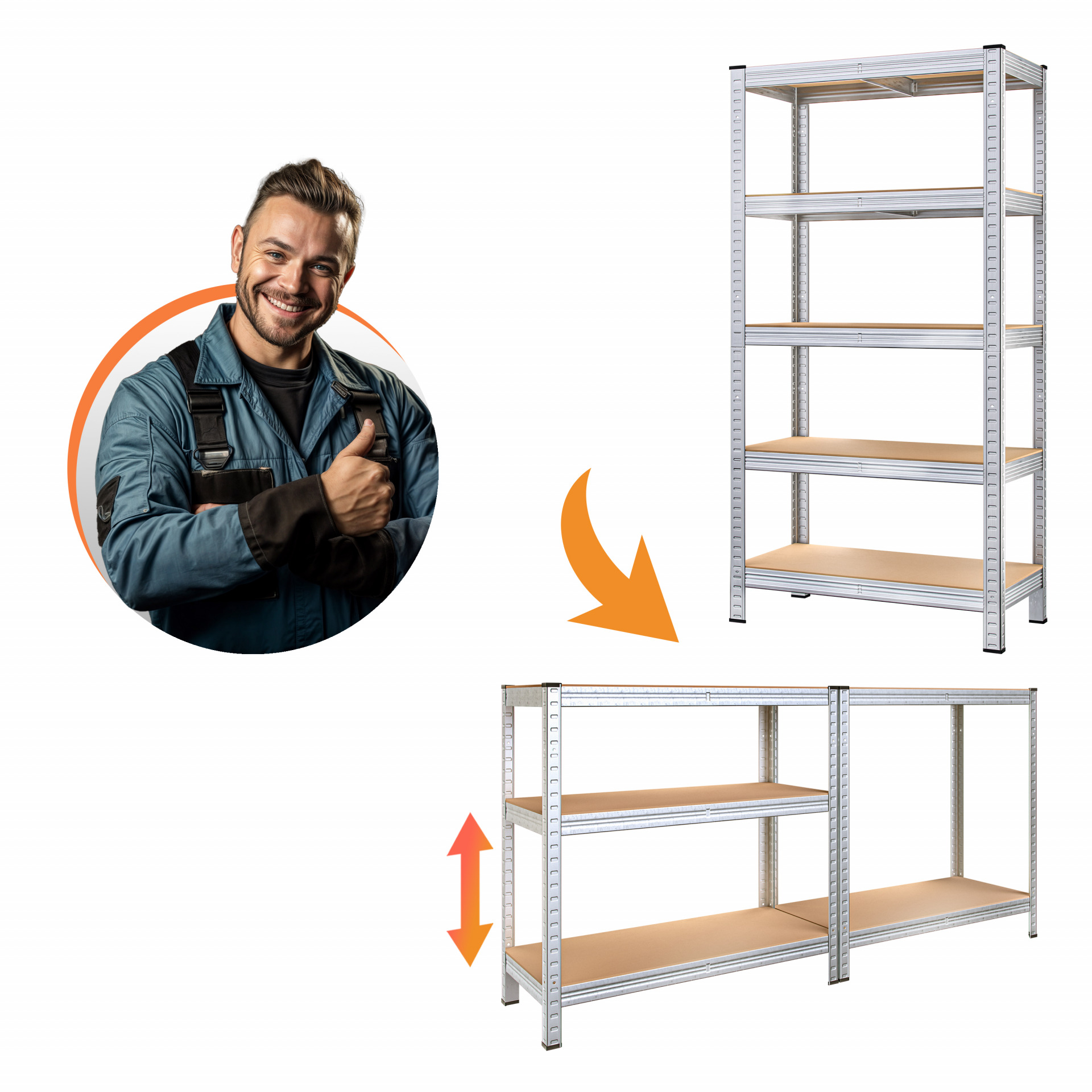 Schwerlastregal 2er-Set 170x75x30cm verzinkt 350kg