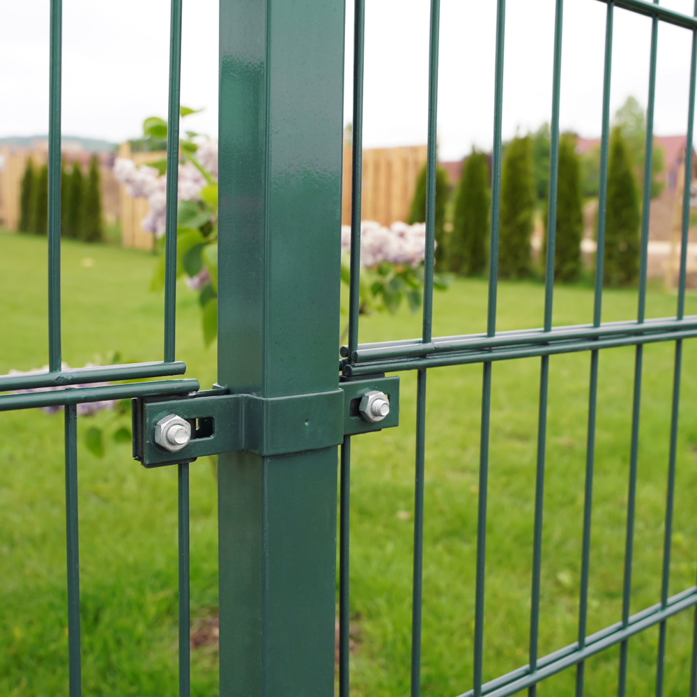 Doppelstabmattenzaun inkl. Eckpfosten MORATA Anthrazit / Grün - 120 cm x 16 m ohne Eckpfosten