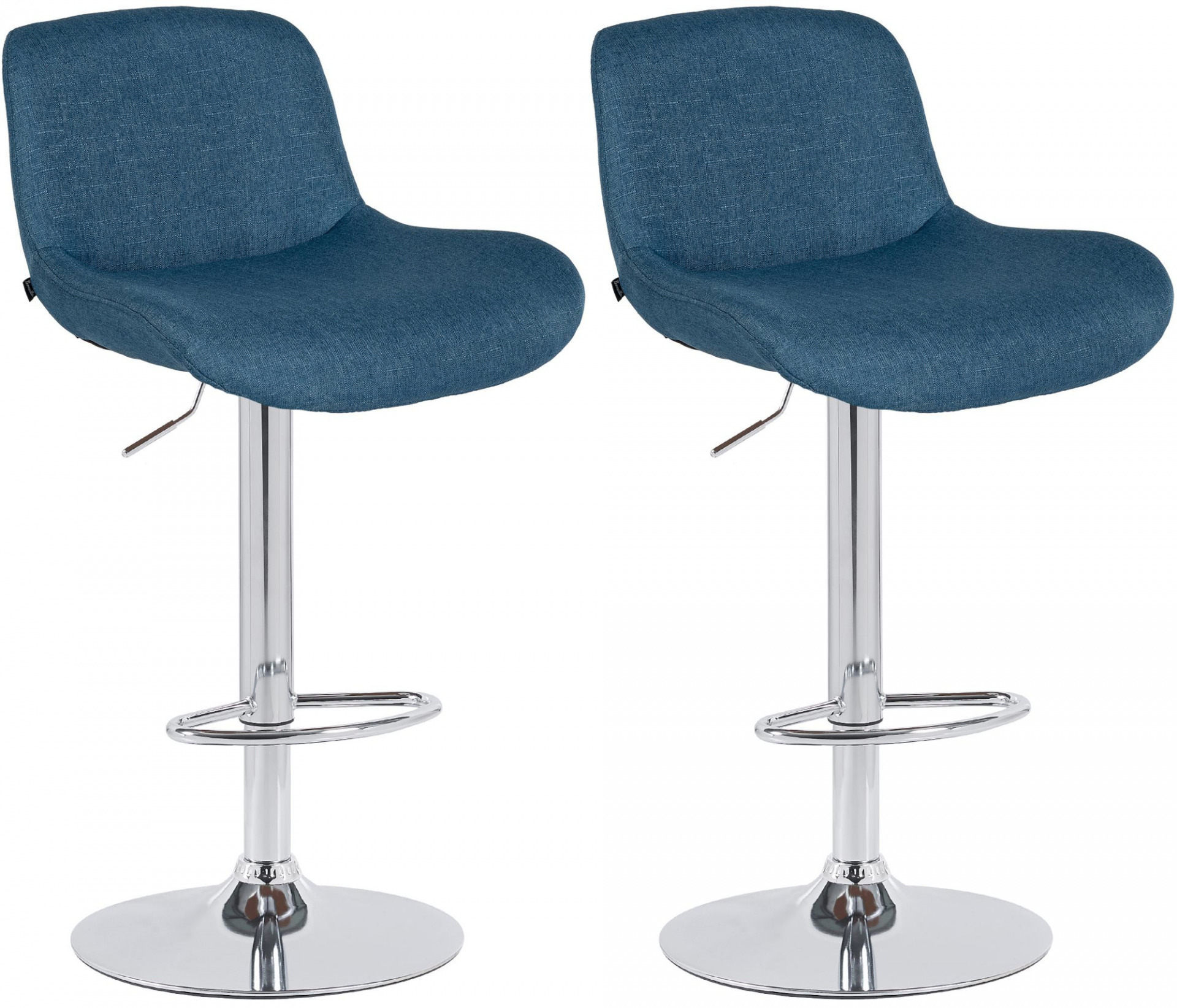 2er Set Barhocker Solon Chrom Stoff, blau
