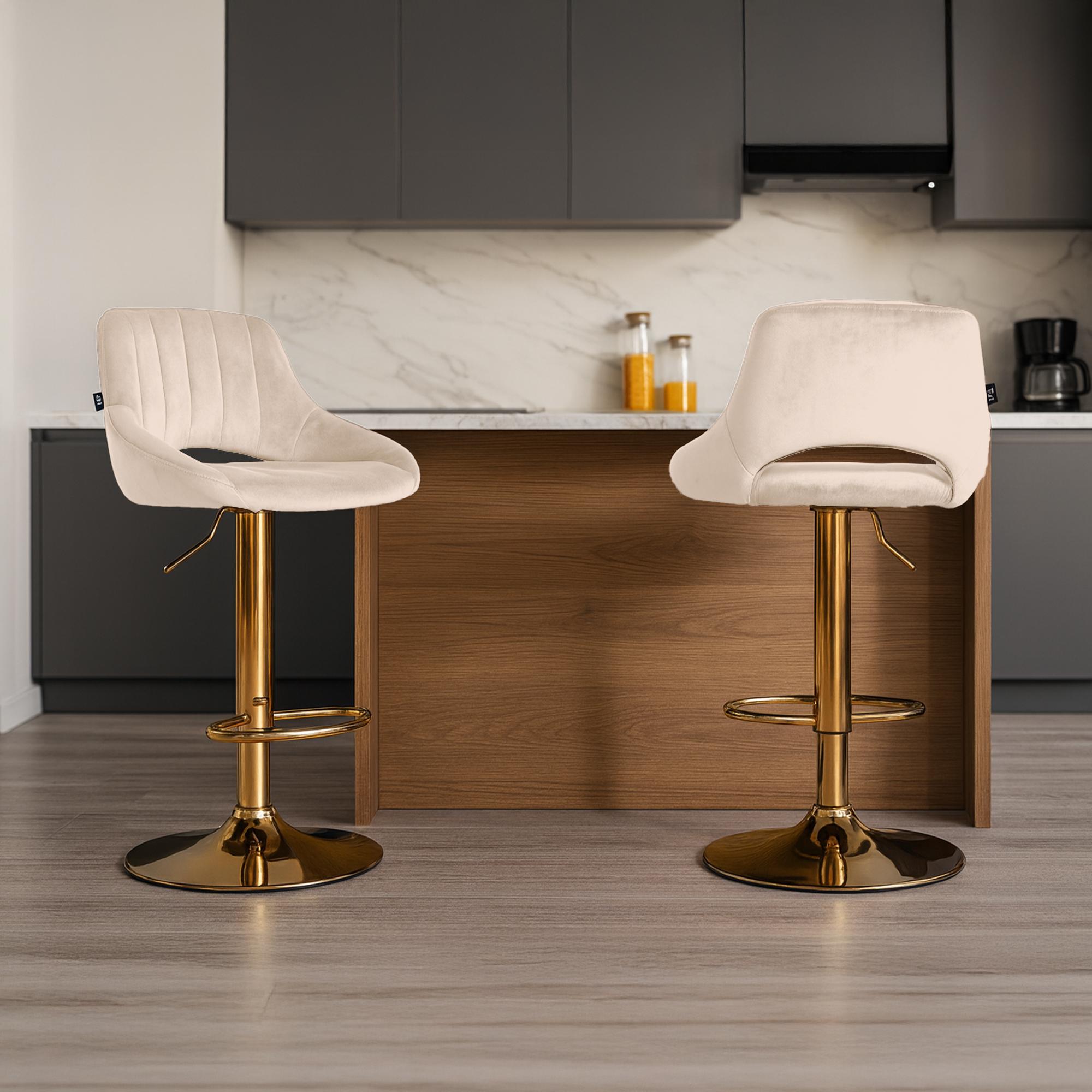 2er Set Barhocker Milet Samt G, creme