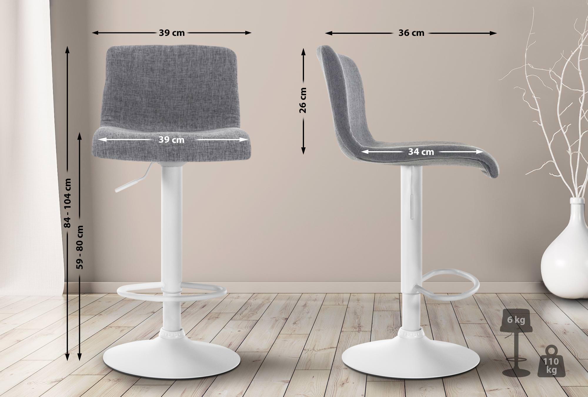 Barhocker Hoover Stoff W, hellgrau