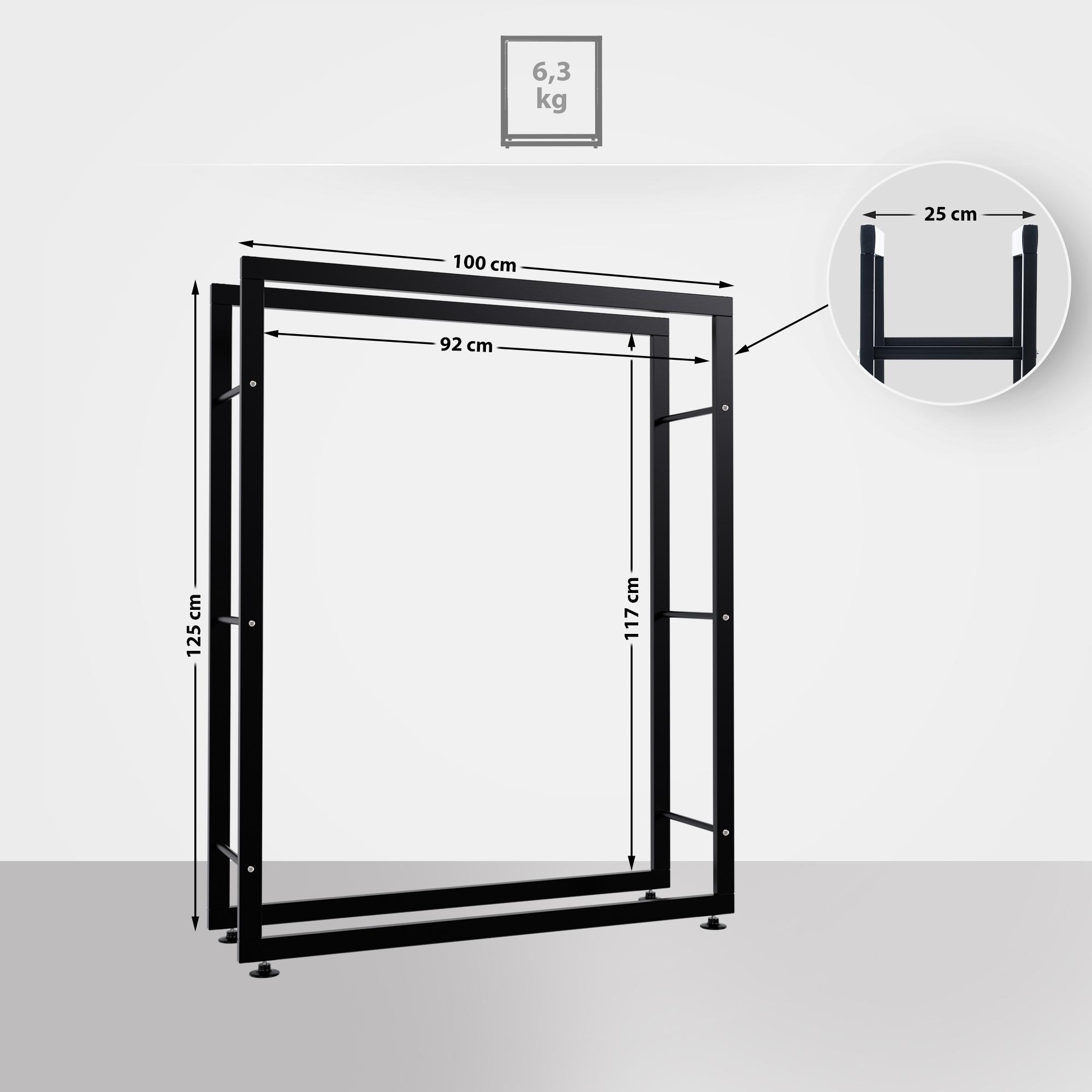 Kaminholzständer Keri V2 25x100x125, schwarz
