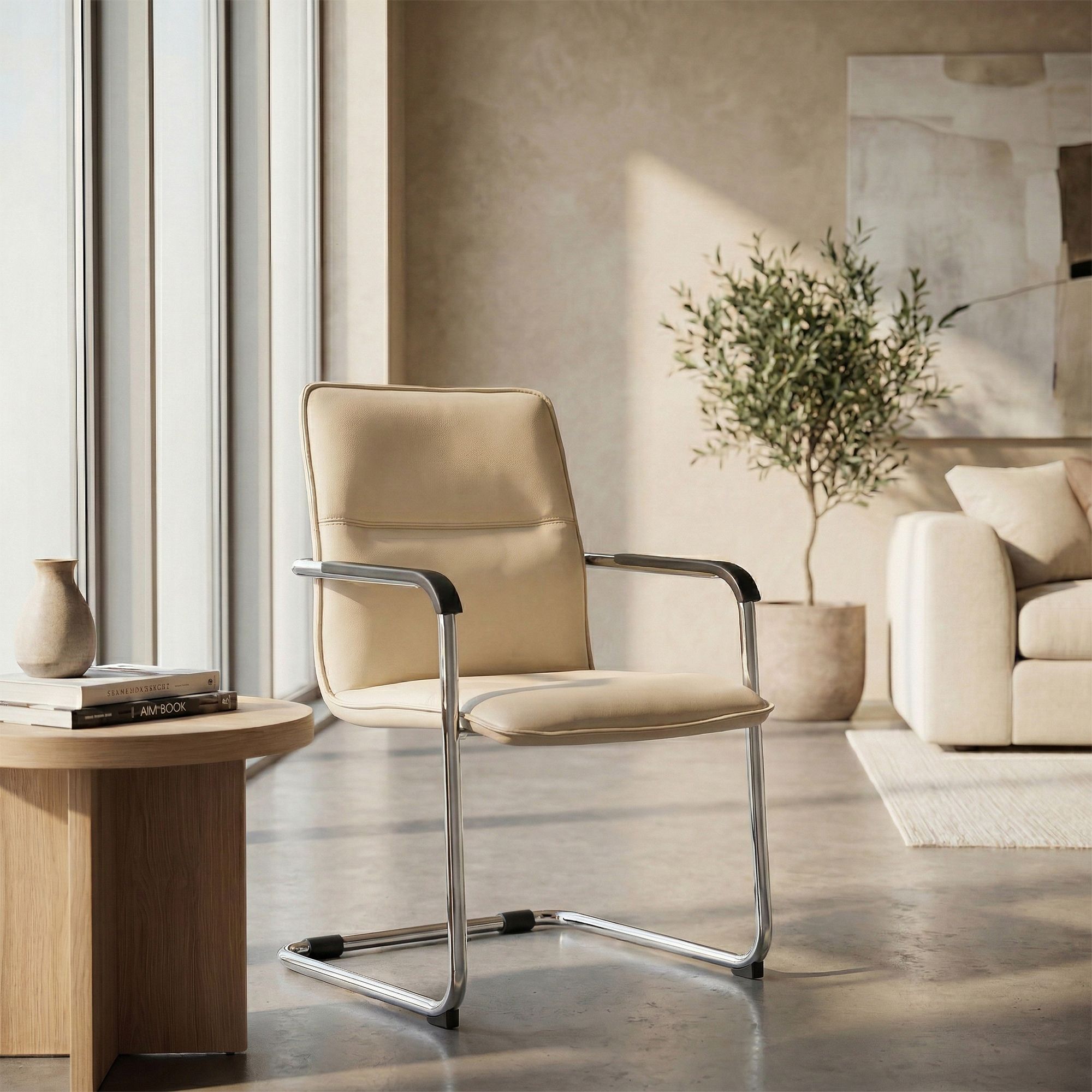 2er Set Besucherstuhl Seattle, creme