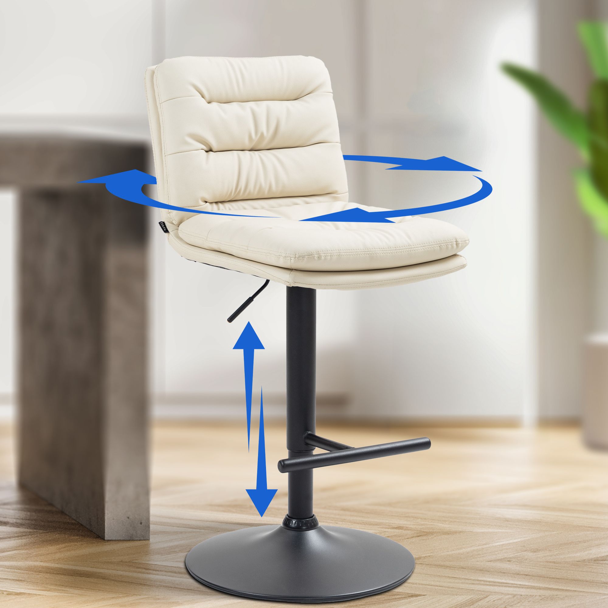 2er Set Barhocker Damar Kunstleder schwarz, creme