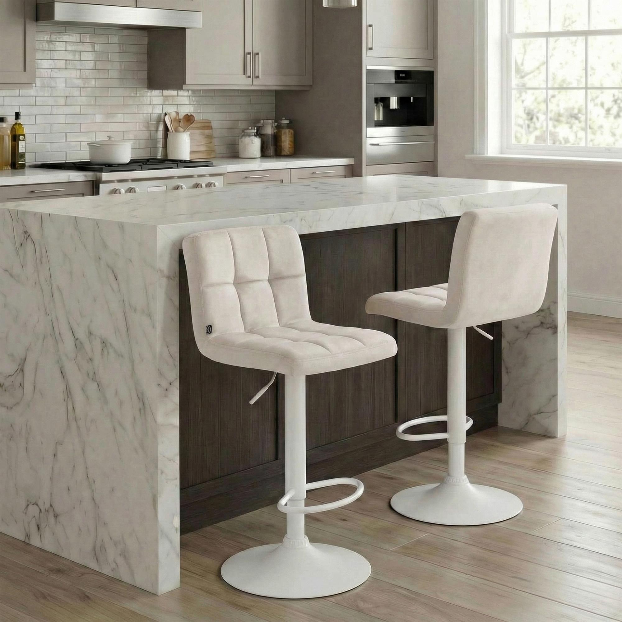 Barhocker Peru Samt weiß, creme