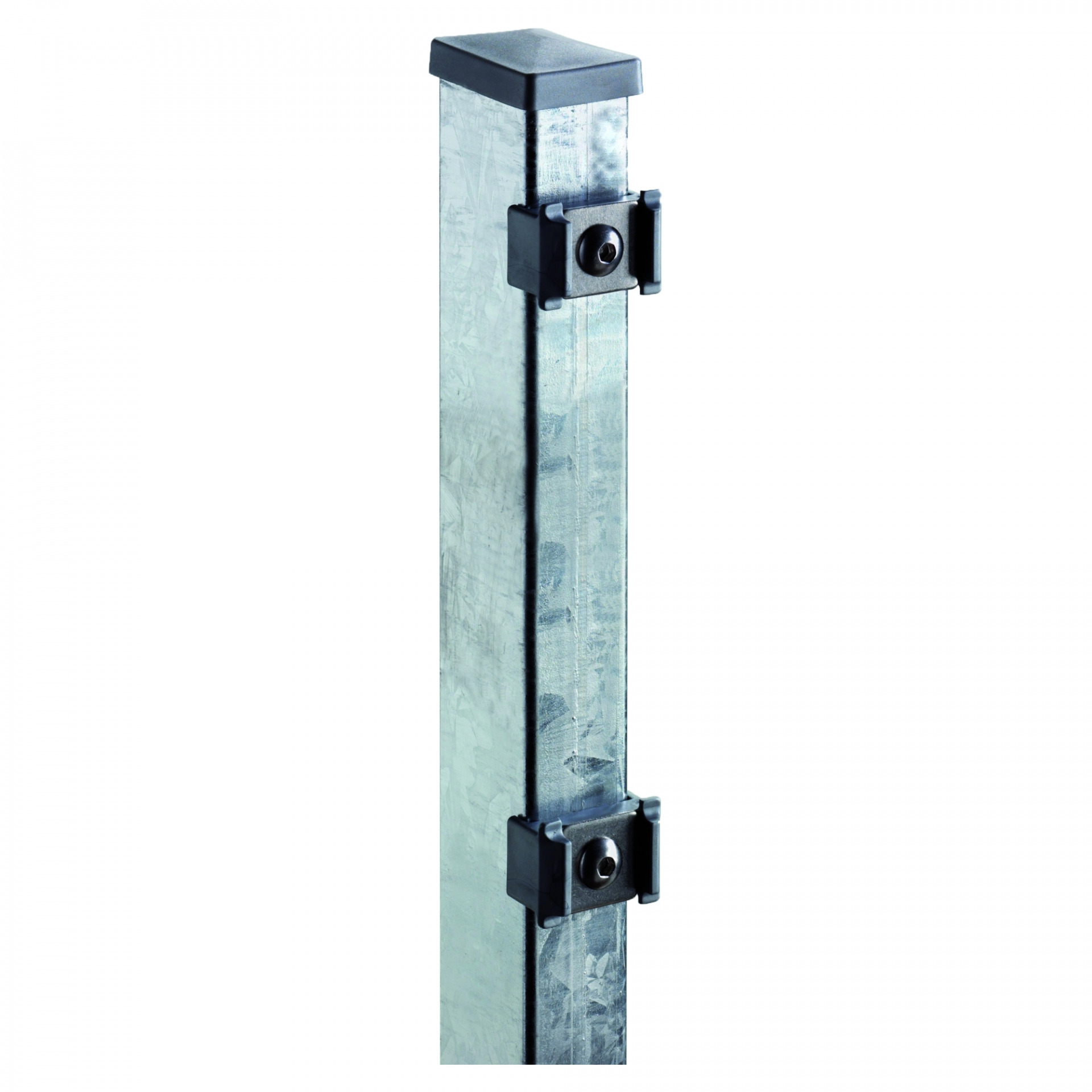 TOM ECK-Zaunpfosten feuerverzinkt, für 1430 mm Zaun, RR60/40 x 2000 mm, mit Klemmhalter
