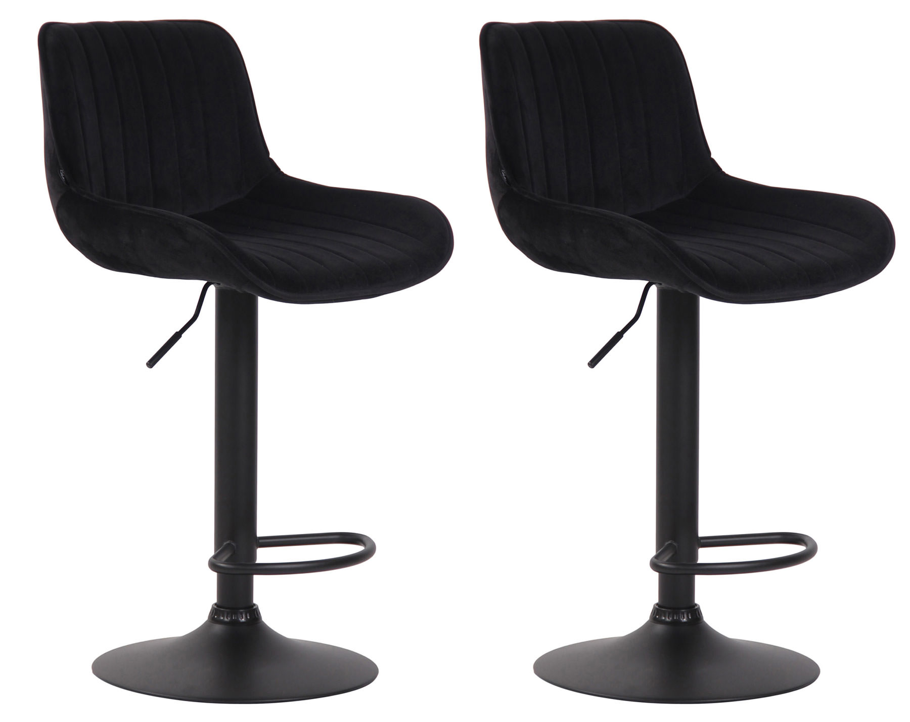 2er Set Barhocker Lentini Samt schwarz, schwarz