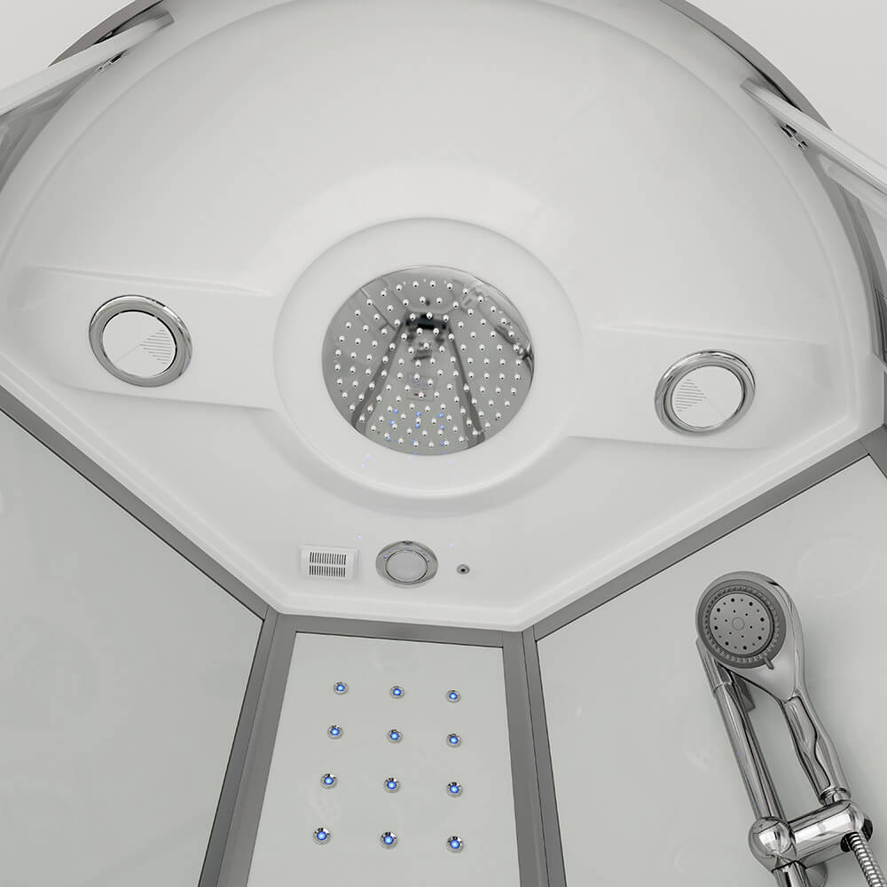 Dampfdusche mit Wasserfall und Dampfsauna WHITE PEARL - 100 x 100 cm