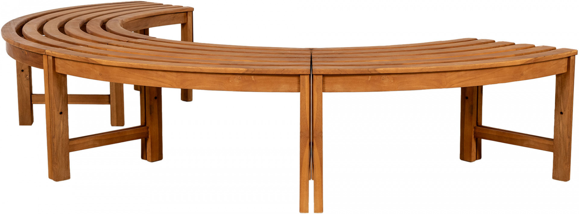 Baumbank Male 250 cm halbrund OHNE Rückenlehne, teak