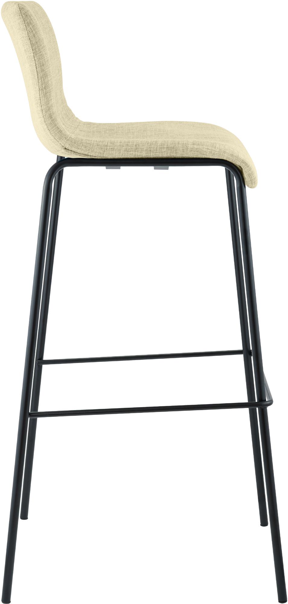 2er Set Barhocker Hoover Stoff 4-Fuß Gestell schwarz, creme