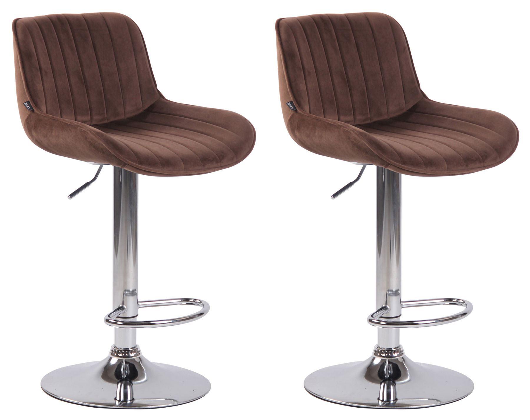 2er Set Barhocker Lentini Samt chrom, braun
