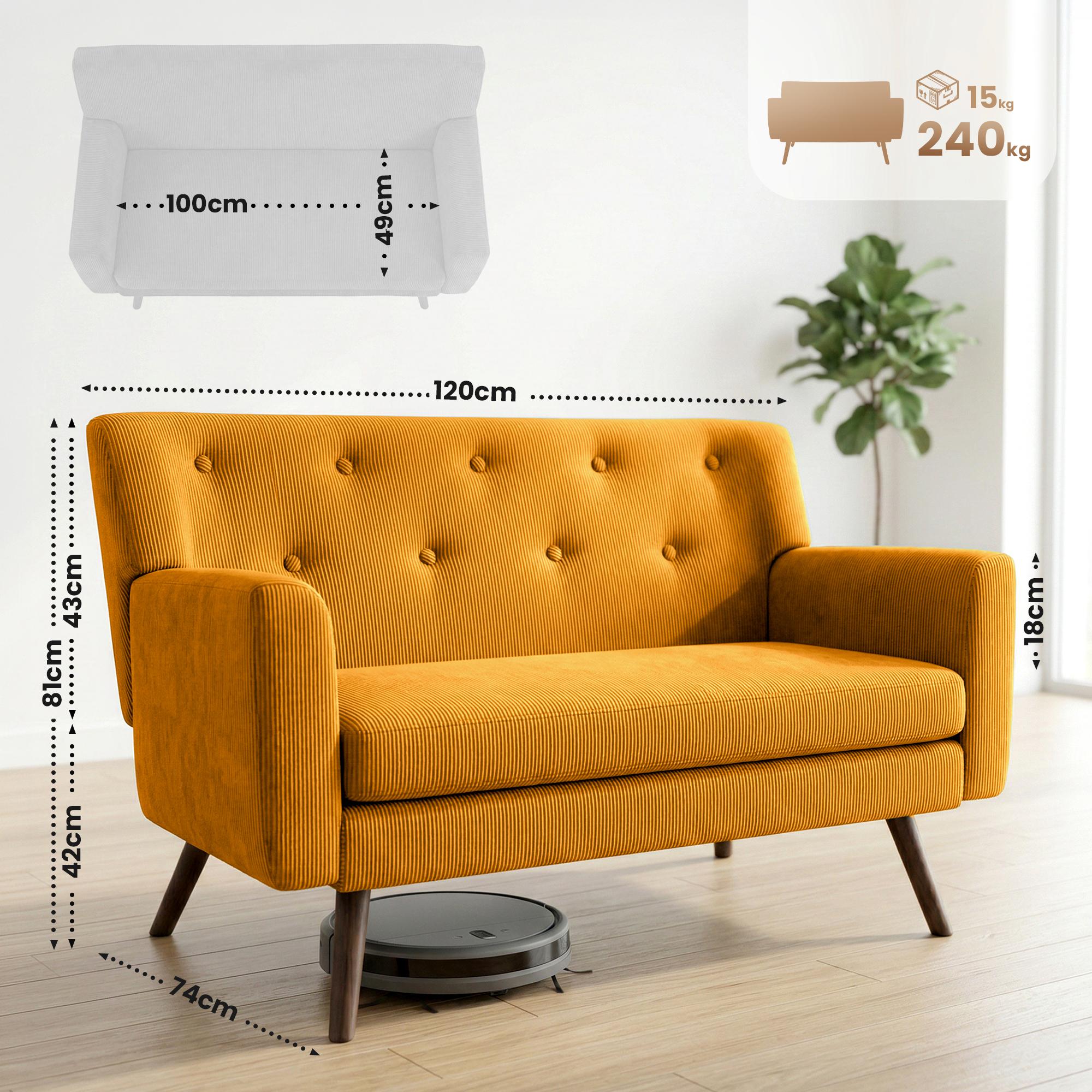 Sofa Kioni Cord, orange