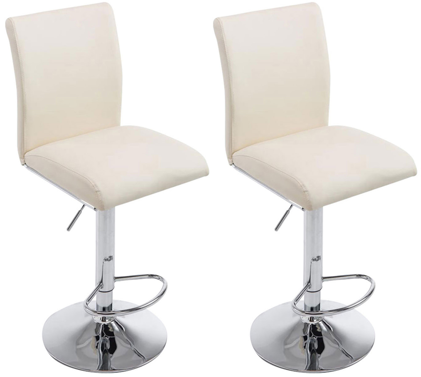 2er Set Barhocker Köln Kunstleder chrom, creme