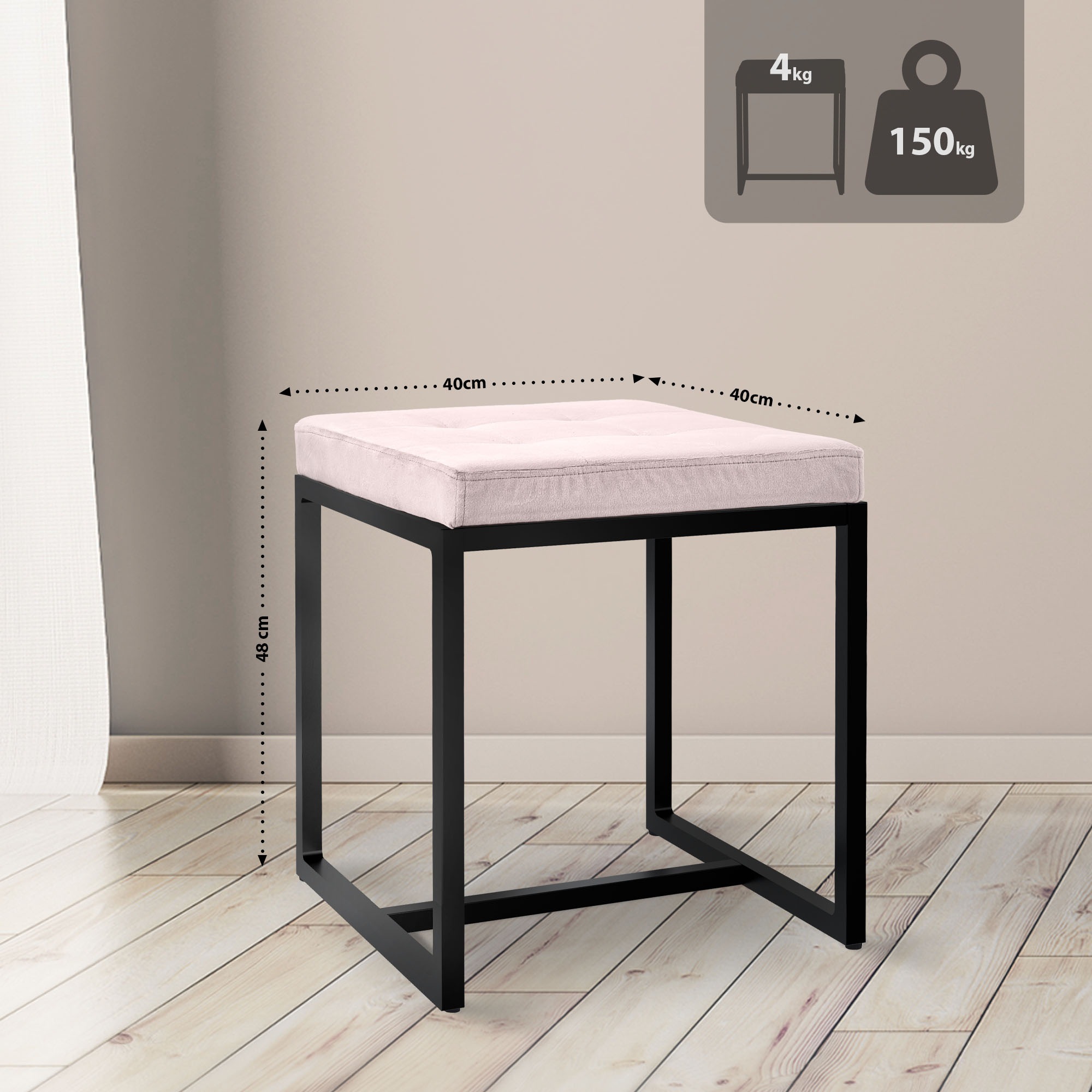 Sitzhocker Barci B Samt, creme