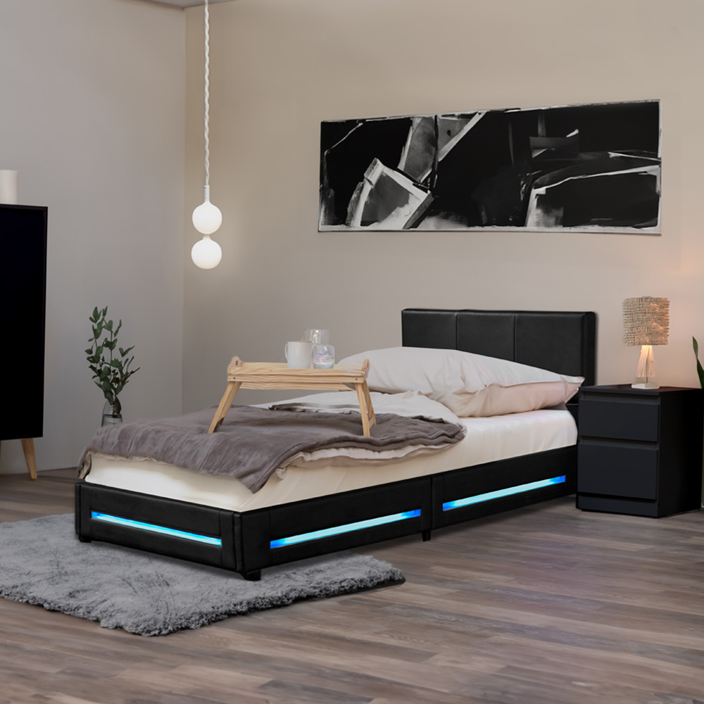 LED Bett ASTEROID - 90 x 200 cm Schwarz