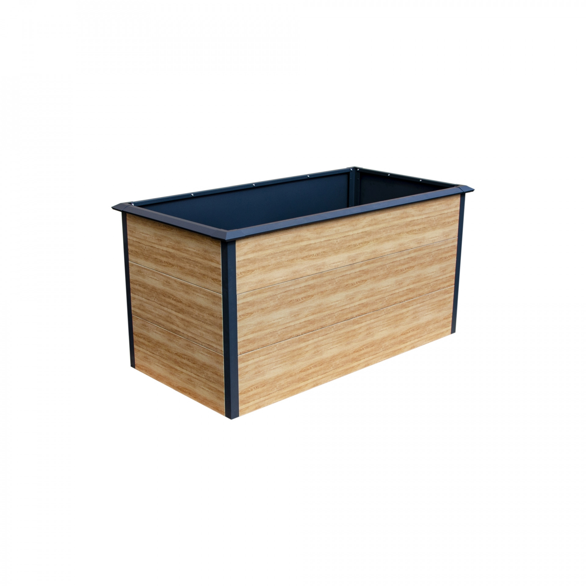 EMMI Metall-Hochbeet Holzdekor, 150 x 75 x 77 cm, Stahl verz. pulverbesch., mit Schneckenschutzkante
