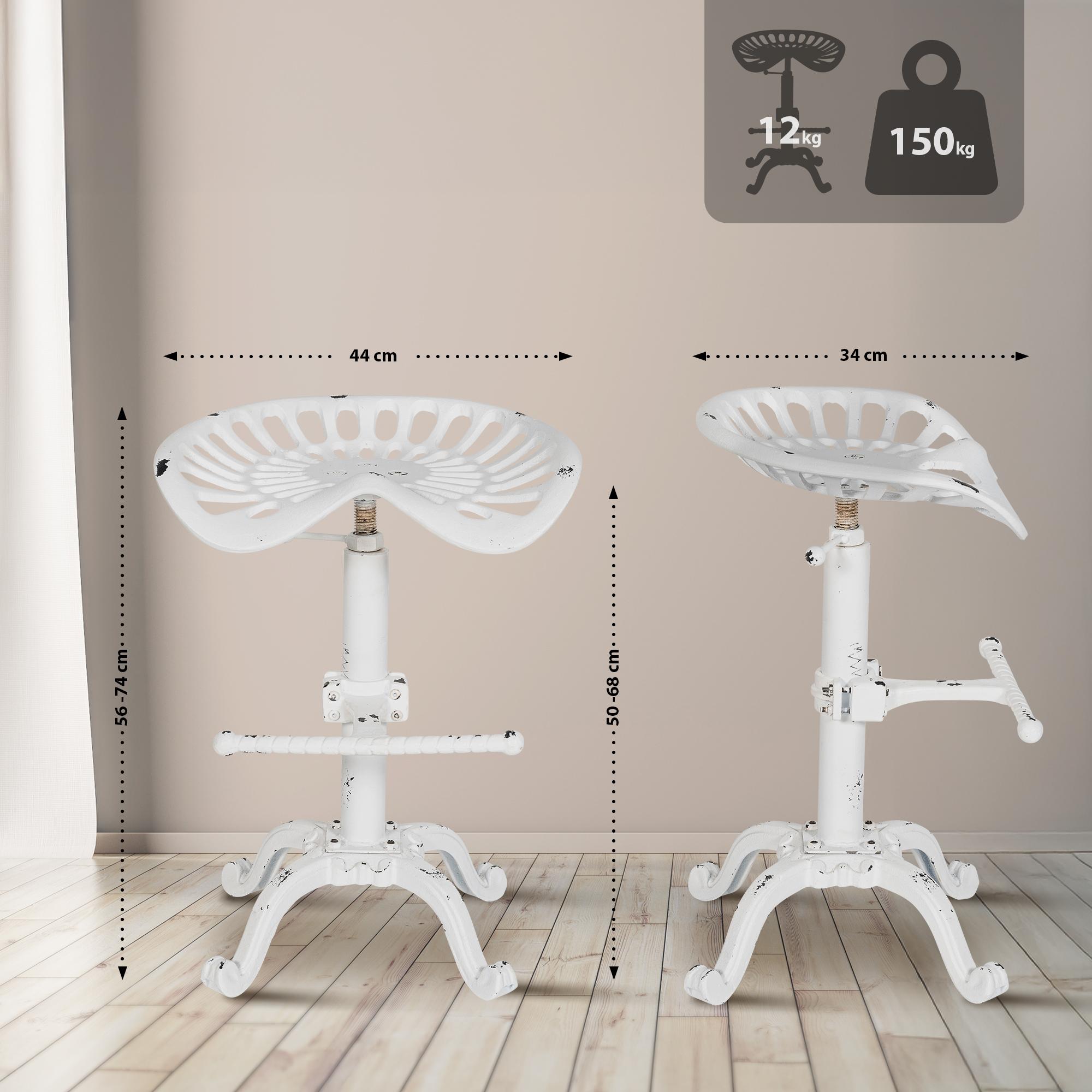 2er Set Barhocker Butch, antik weiß