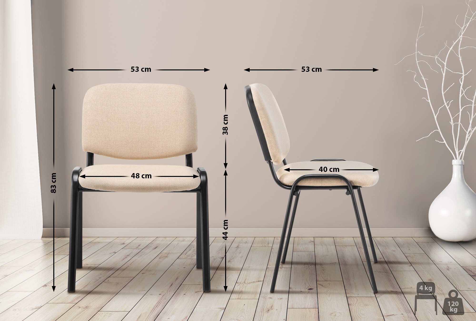 Besucherstuhl Ken Stoff, creme